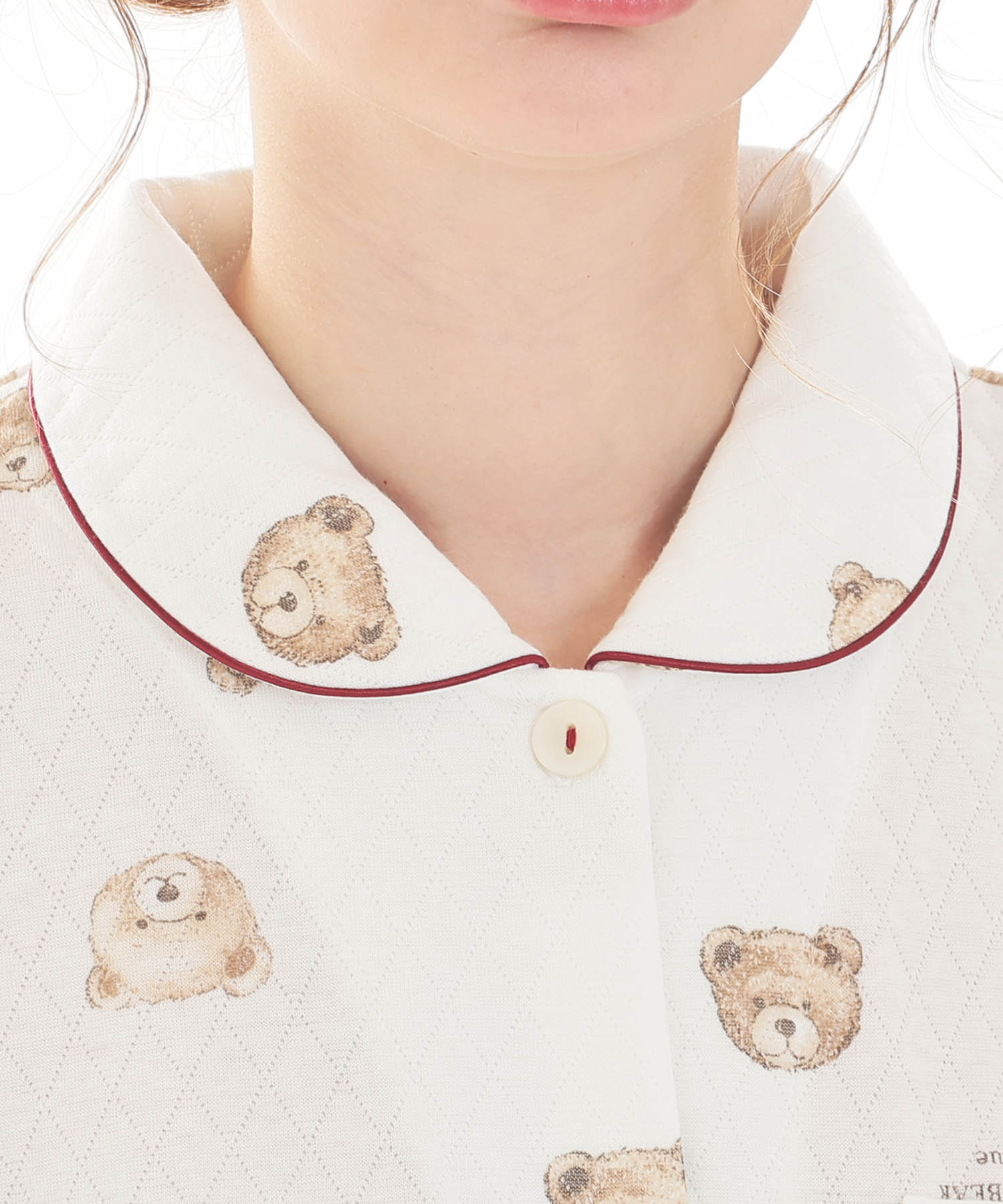 接結（綿入り）くまシャツパジャマ_パジャマ&ルームウェア-セットアップ_ホワイト_3