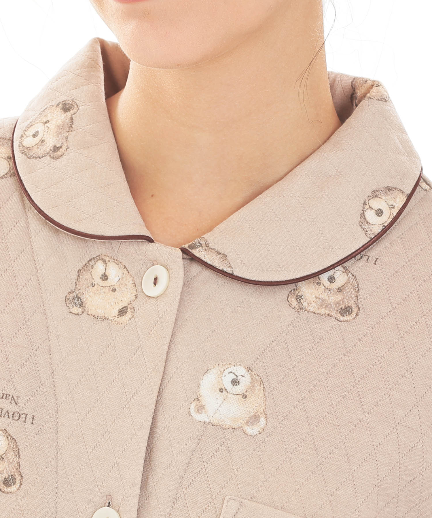 接結（綿入り）くまシャツパジャマ_パジャマ&ルームウェア-セットアップ_ベージュ_3