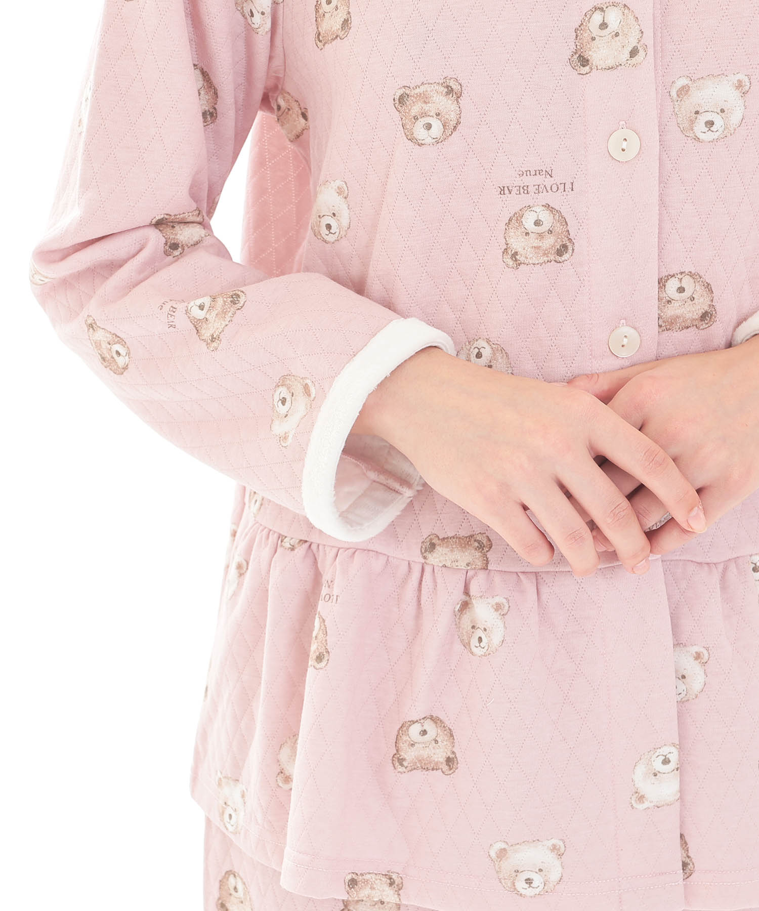 接結（綿入り）くまペプラムパジャマ_パジャマ&ルームウェア-セットアップ_ピンク_4