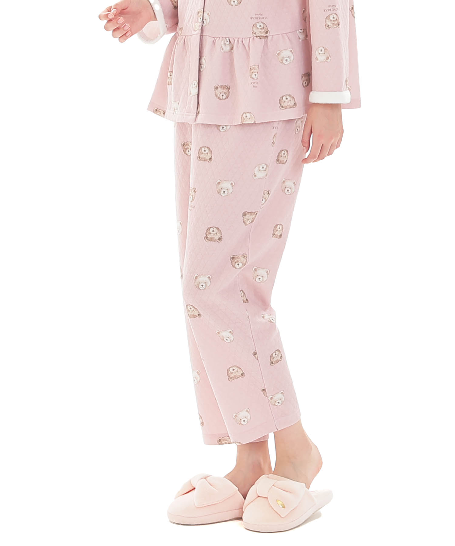 接結（綿入り）くまペプラムパジャマ_パジャマ&ルームウェア-セットアップ_ピンク_5