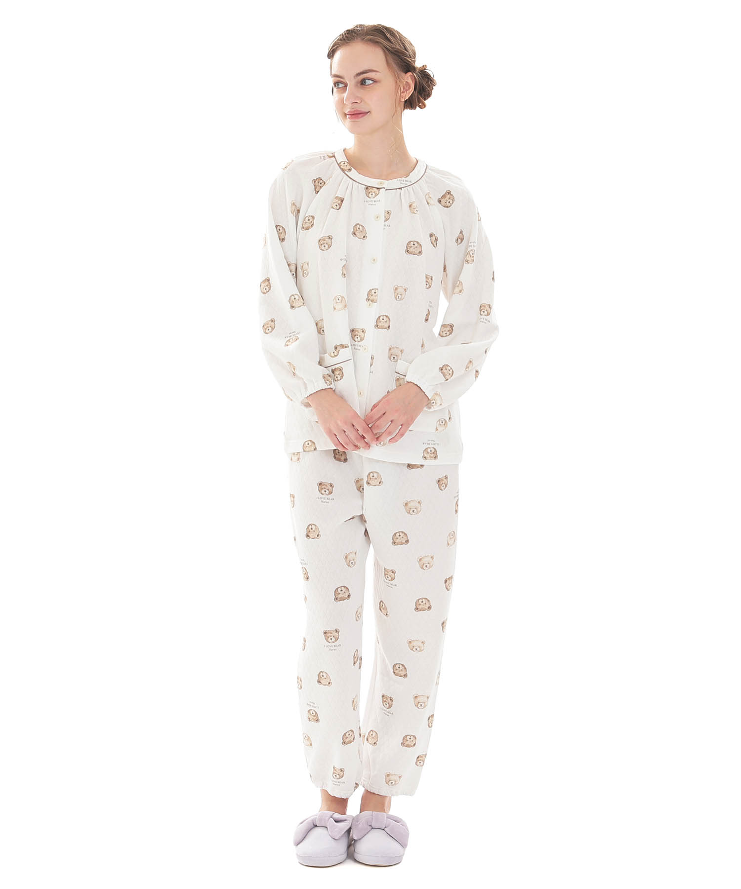 接結（綿入り）くまパジャマ_パジャマ&ルームウェア-セットアップ_ホワイト_2