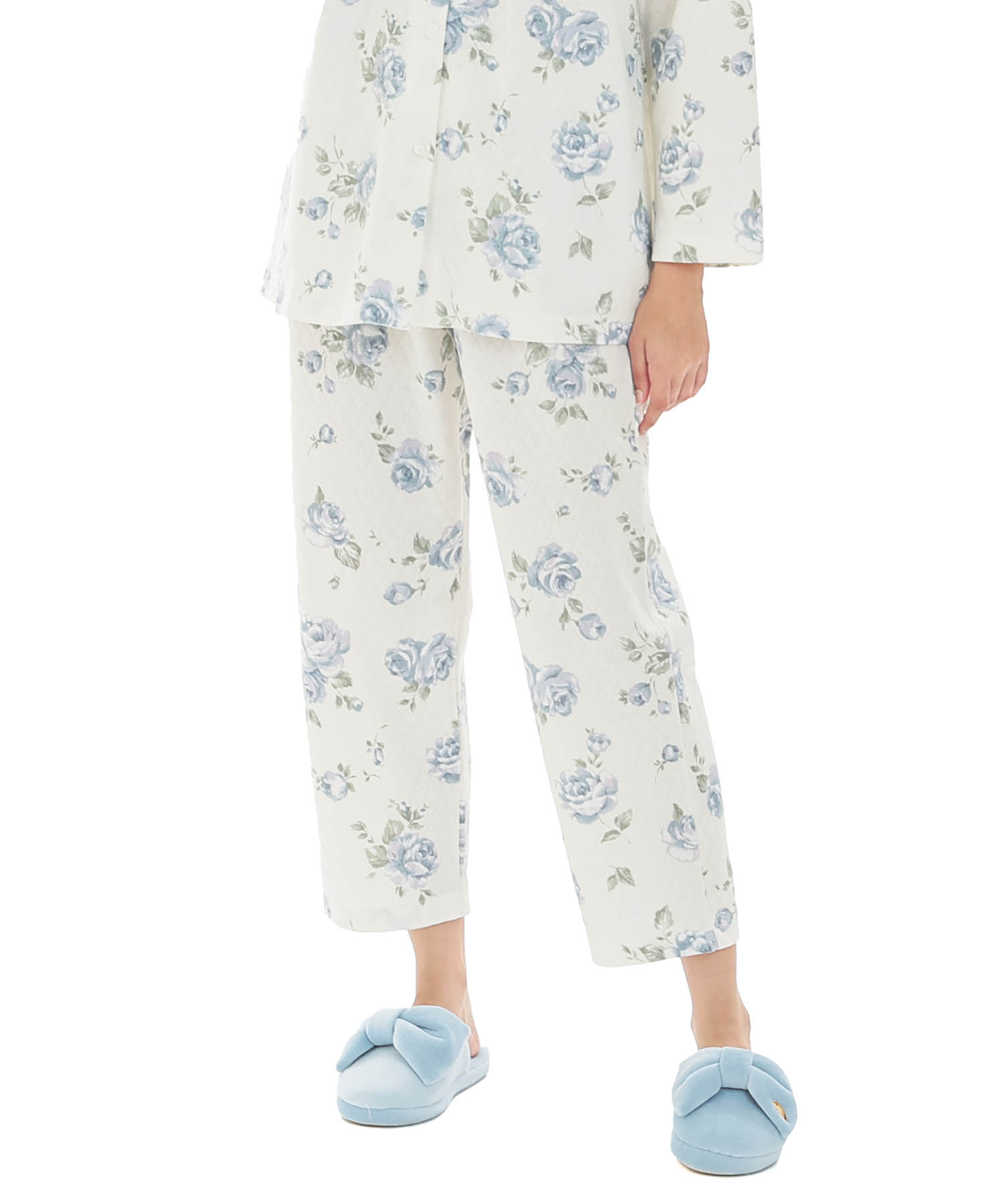 接結（綿入り）ローズシャツパジャマ_パジャマ&ルームウェア-セットアップ_ブルー_5