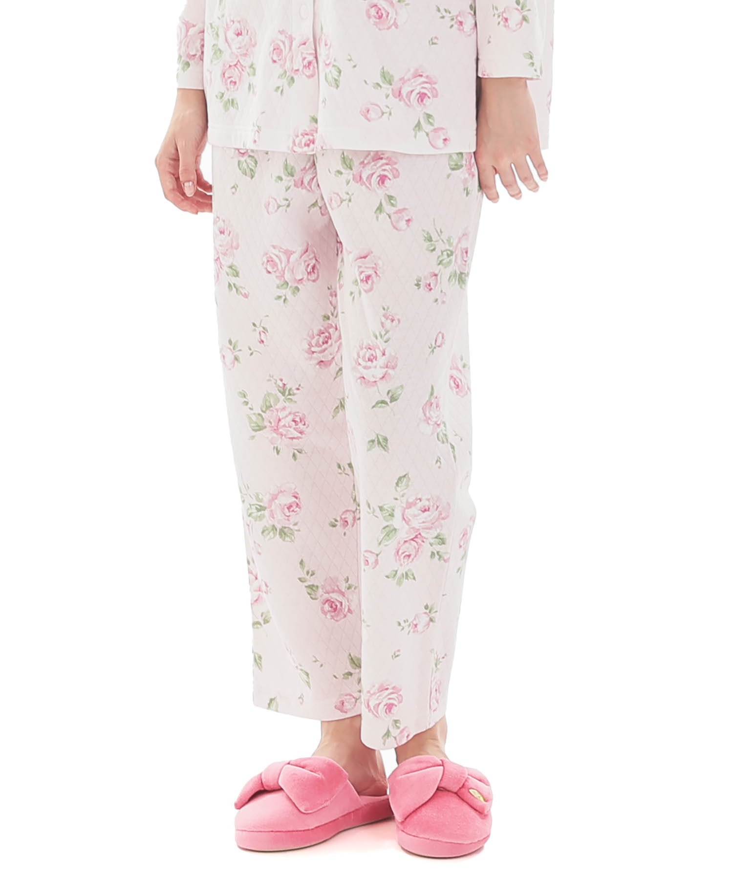 接結（綿入り）ローズシャツパジャマ_パジャマ&ルームウェア-セットアップ_ピンク_5