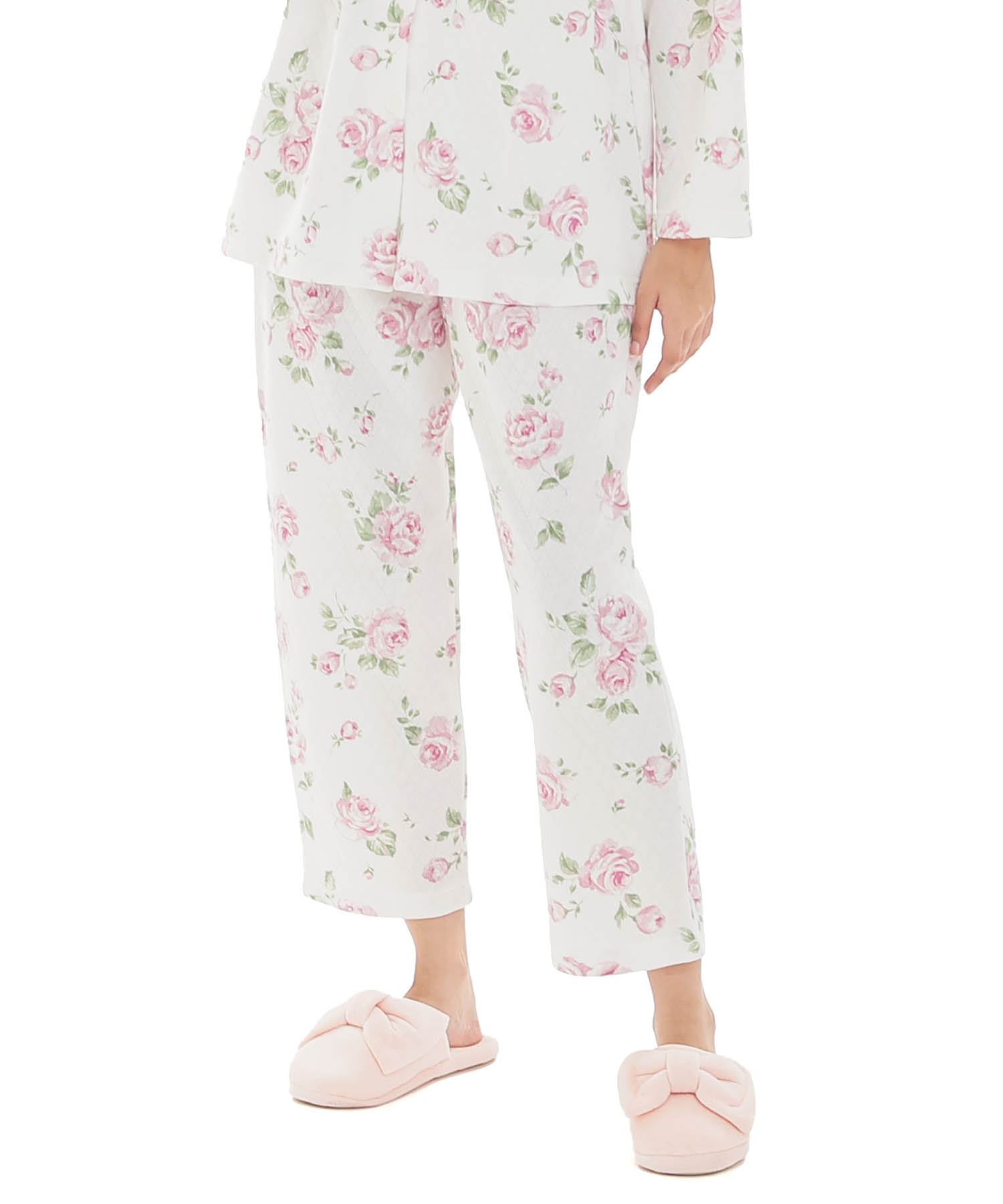 接結（綿入り）ローズシャツパジャマ_パジャマ&ルームウェア-セットアップ_ホワイト_5