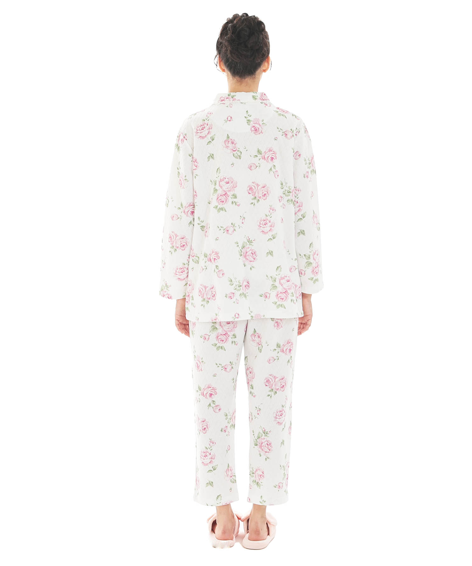 接結（綿入り）ローズシャツパジャマ_パジャマ&ルームウェア-セットアップ_ホワイト_6
