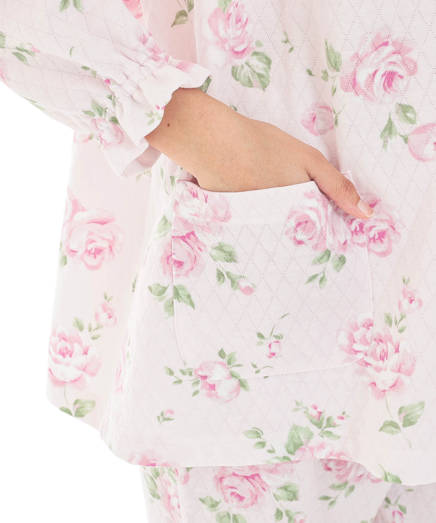 接結（綿入り）ローズフリルパジャマ_パジャマ&ルームウェア-セットアップ_ピンク_5