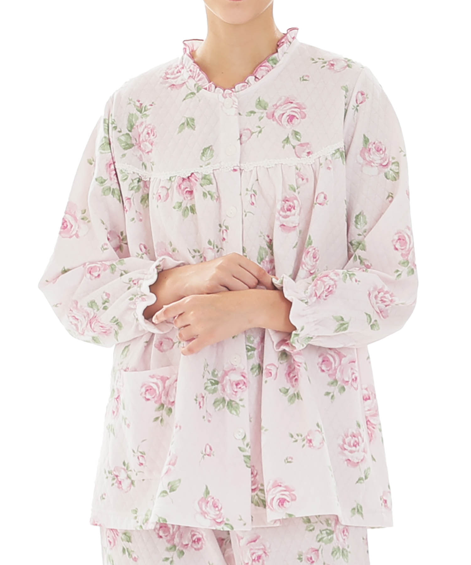 接結（綿入り）ローズフリルパジャマ