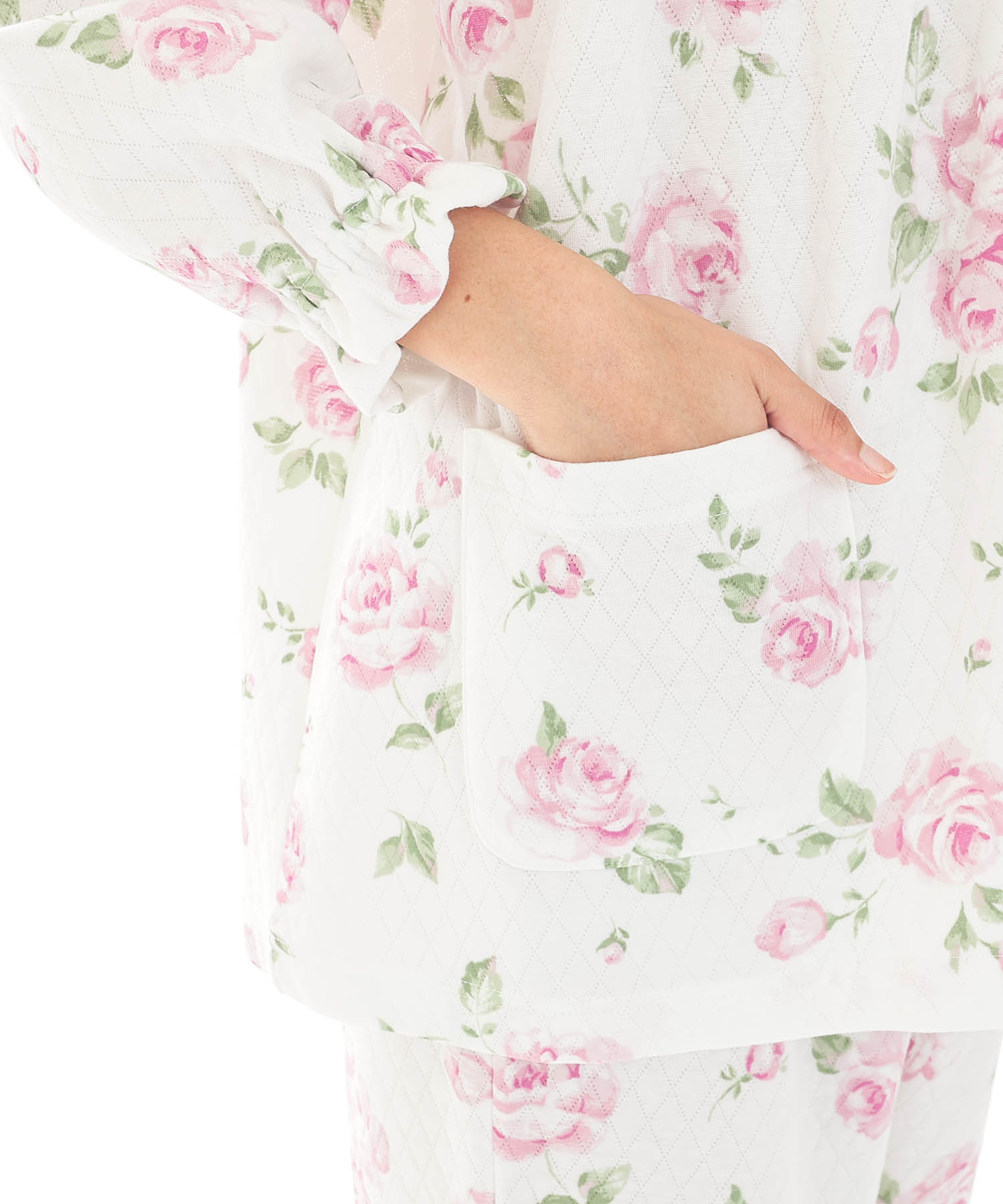 接結（綿入り）ローズフリルパジャマ_パジャマ&ルームウェア-セットアップ_ホワイト_5