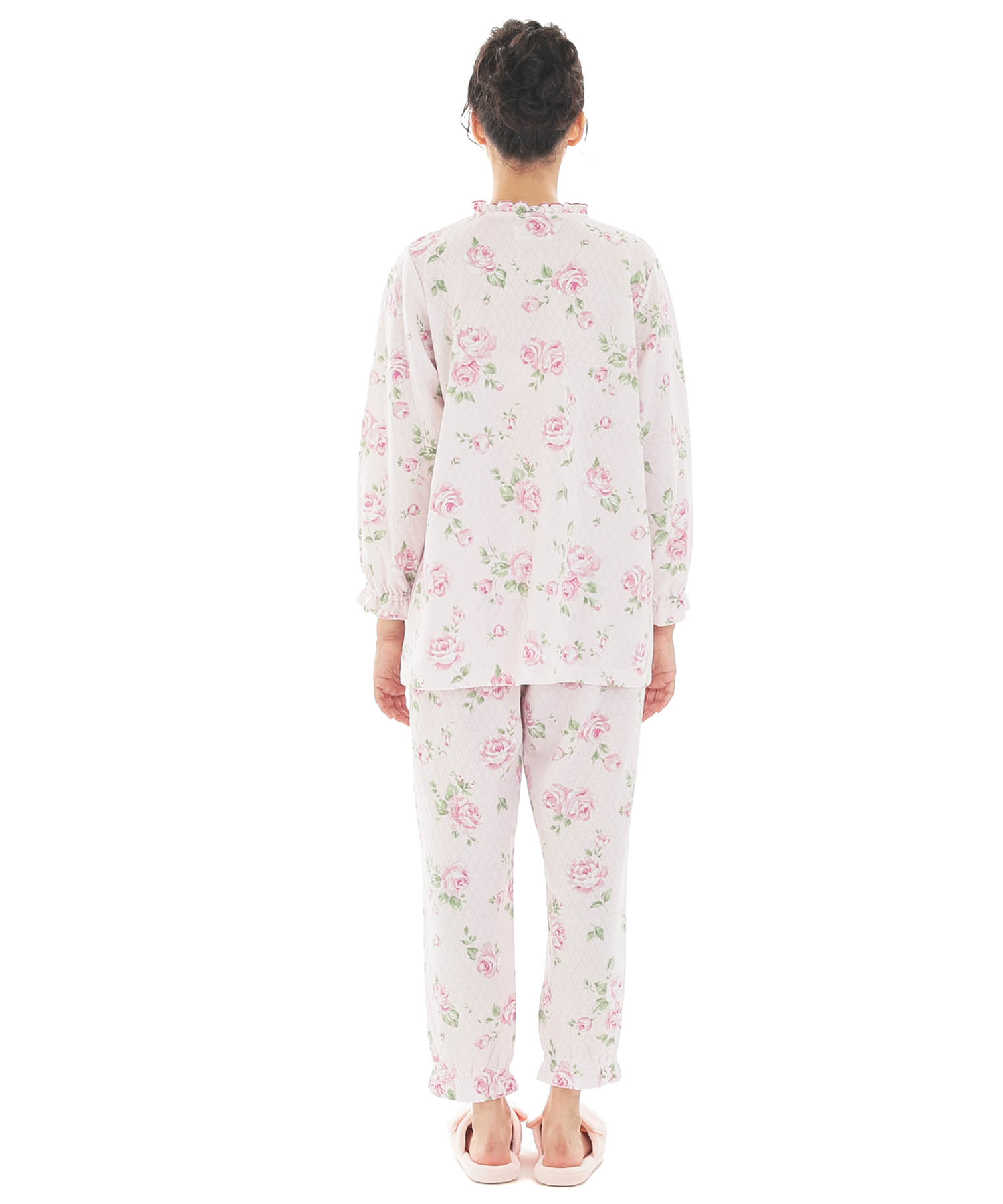 接結（綿入り）ローズフリルパジャマ_パジャマ&ルームウェア-セットアップ_ピンク_7