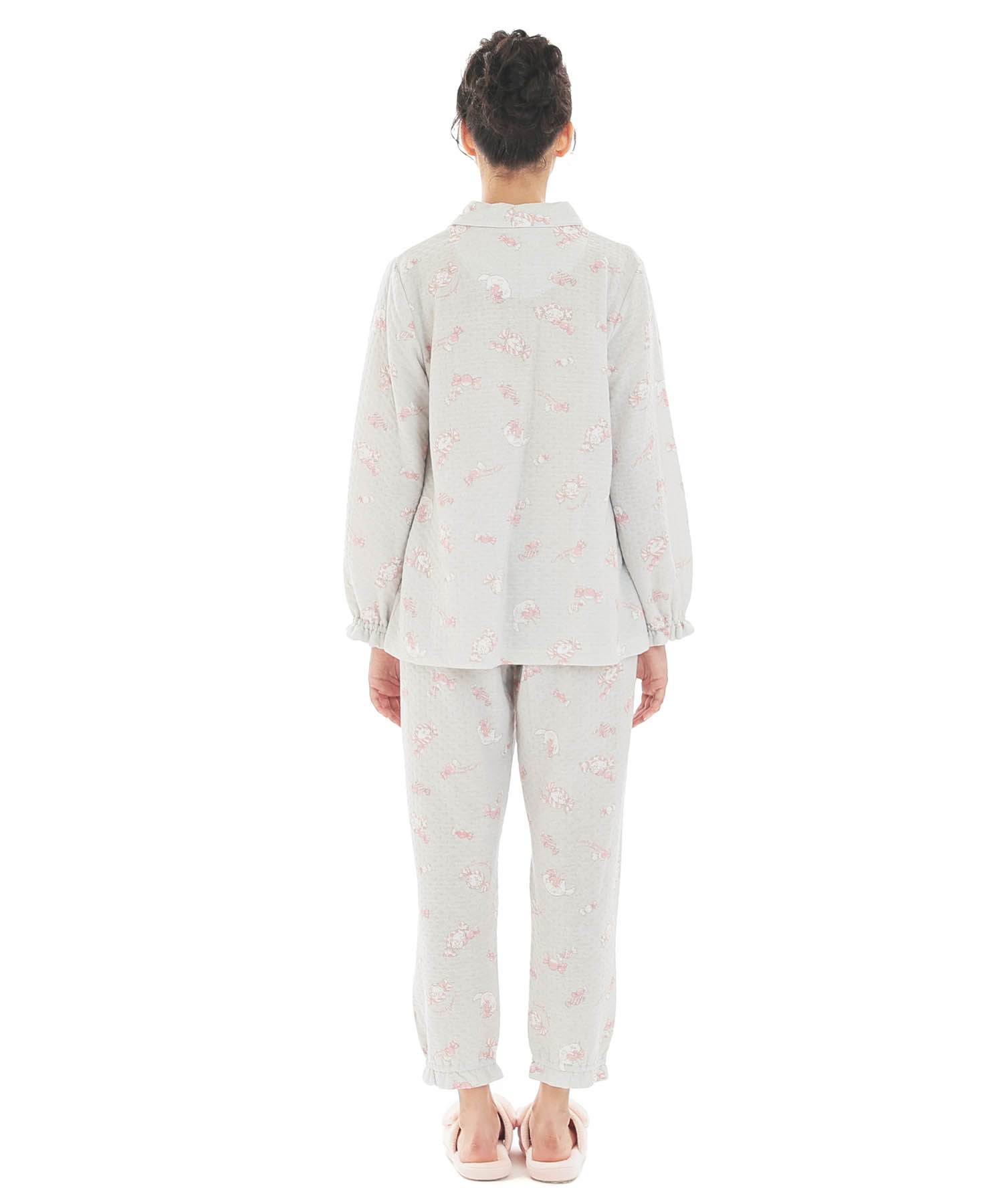 接結（綿入り）ボンボンキャットシャツパジャマ_パジャマ&ルームウェア-セットアップ_グレー_7