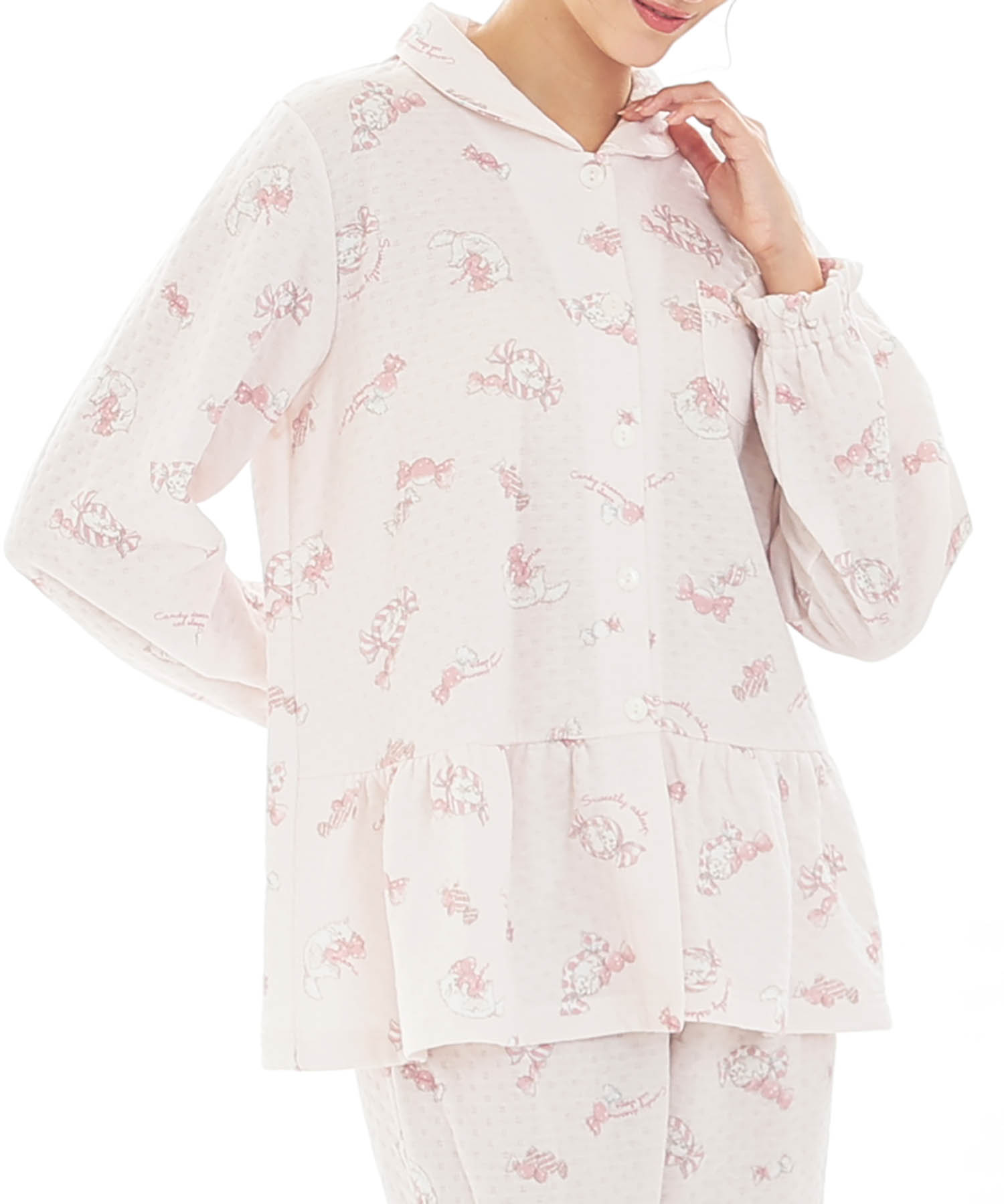 接結（綿入り）ボンボンキャットシャツパジャマ