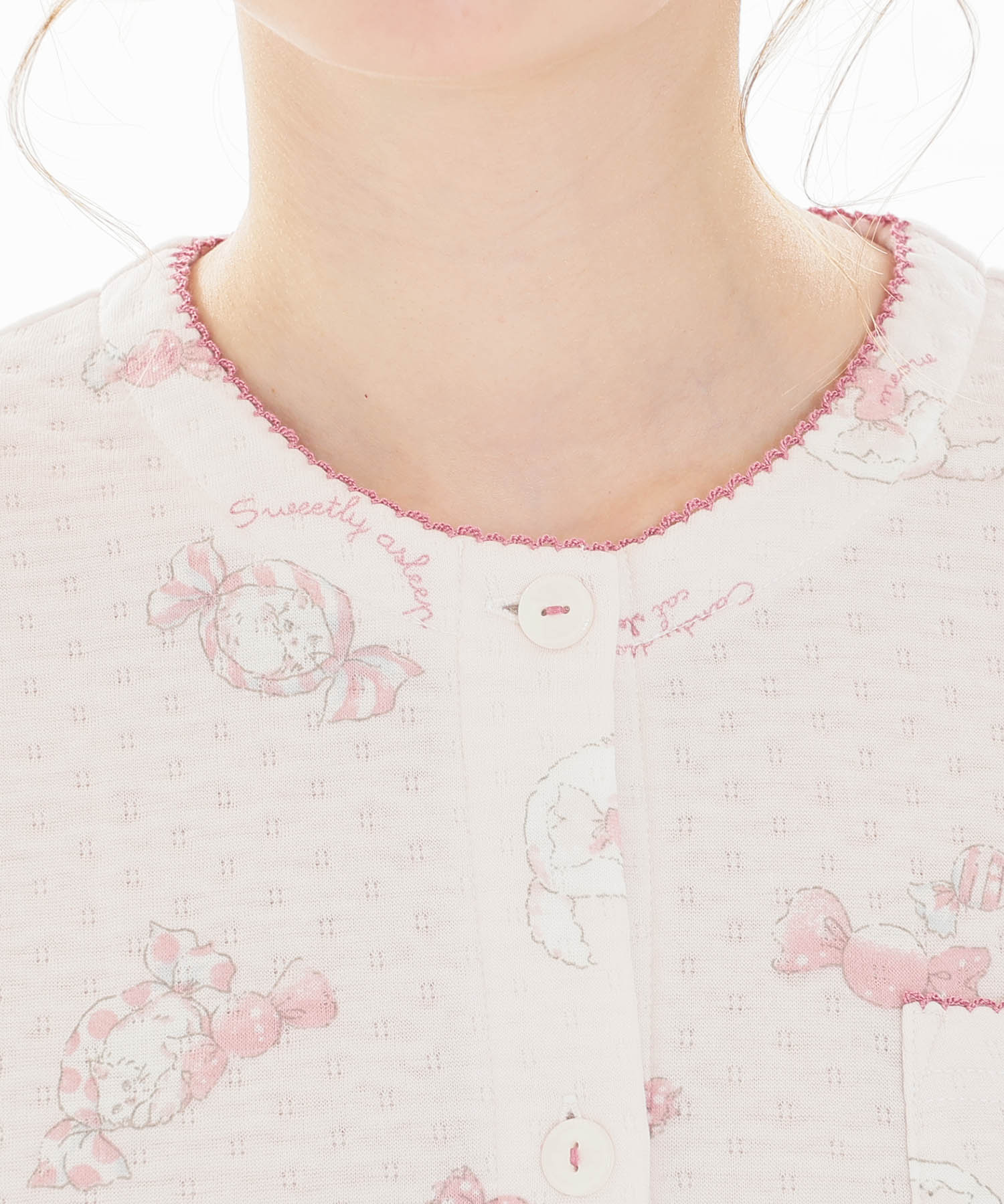 接結（綿入り）ボンボンキャットフリルパジャマ_パジャマ&ルームウェア-セットアップ_ピンク_3