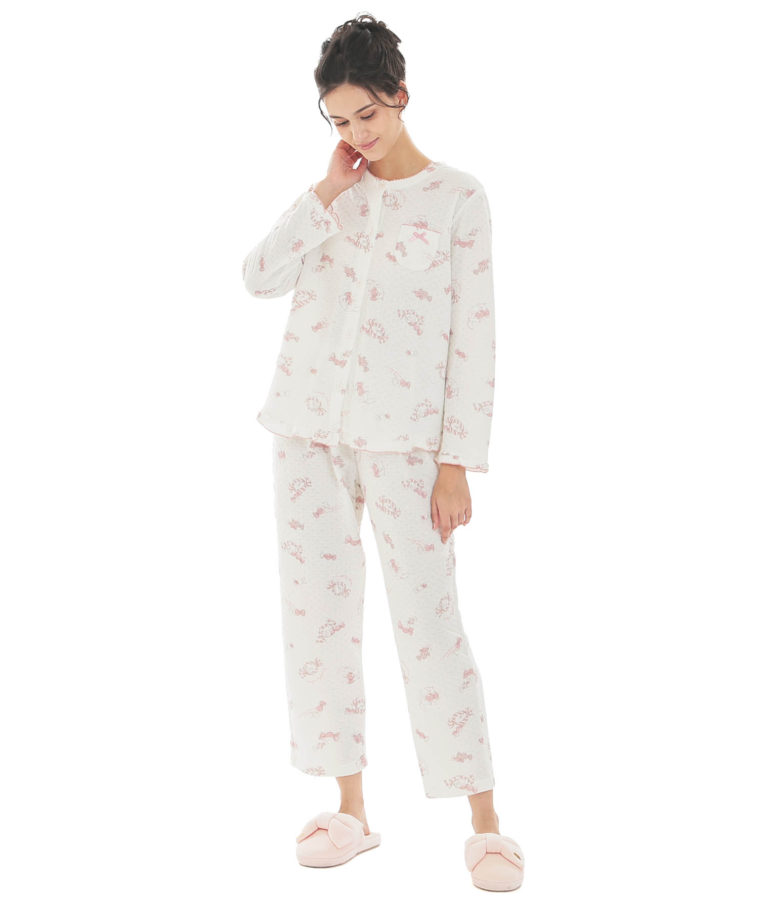 接結（綿入り）ボンボンキャットフリルパジャマ_パジャマ&ルームウェア-セットアップ_ホワイト_2