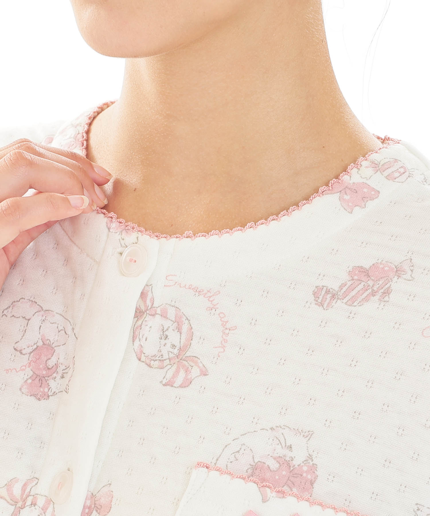 接結（綿入り）ボンボンキャットフリルパジャマ_パジャマ&ルームウェア-セットアップ_ホワイト_3