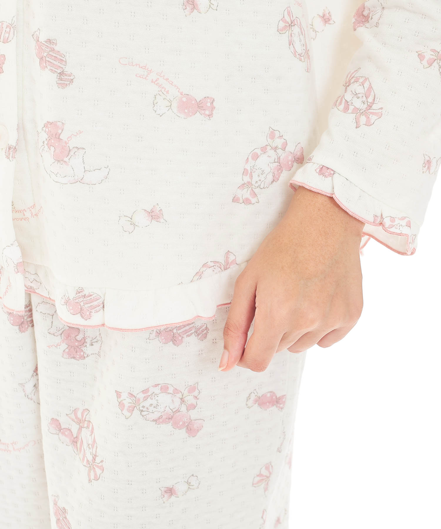 接結（綿入り）ボンボンキャットフリルパジャマ_パジャマ&ルームウェア-セットアップ_ホワイト_5