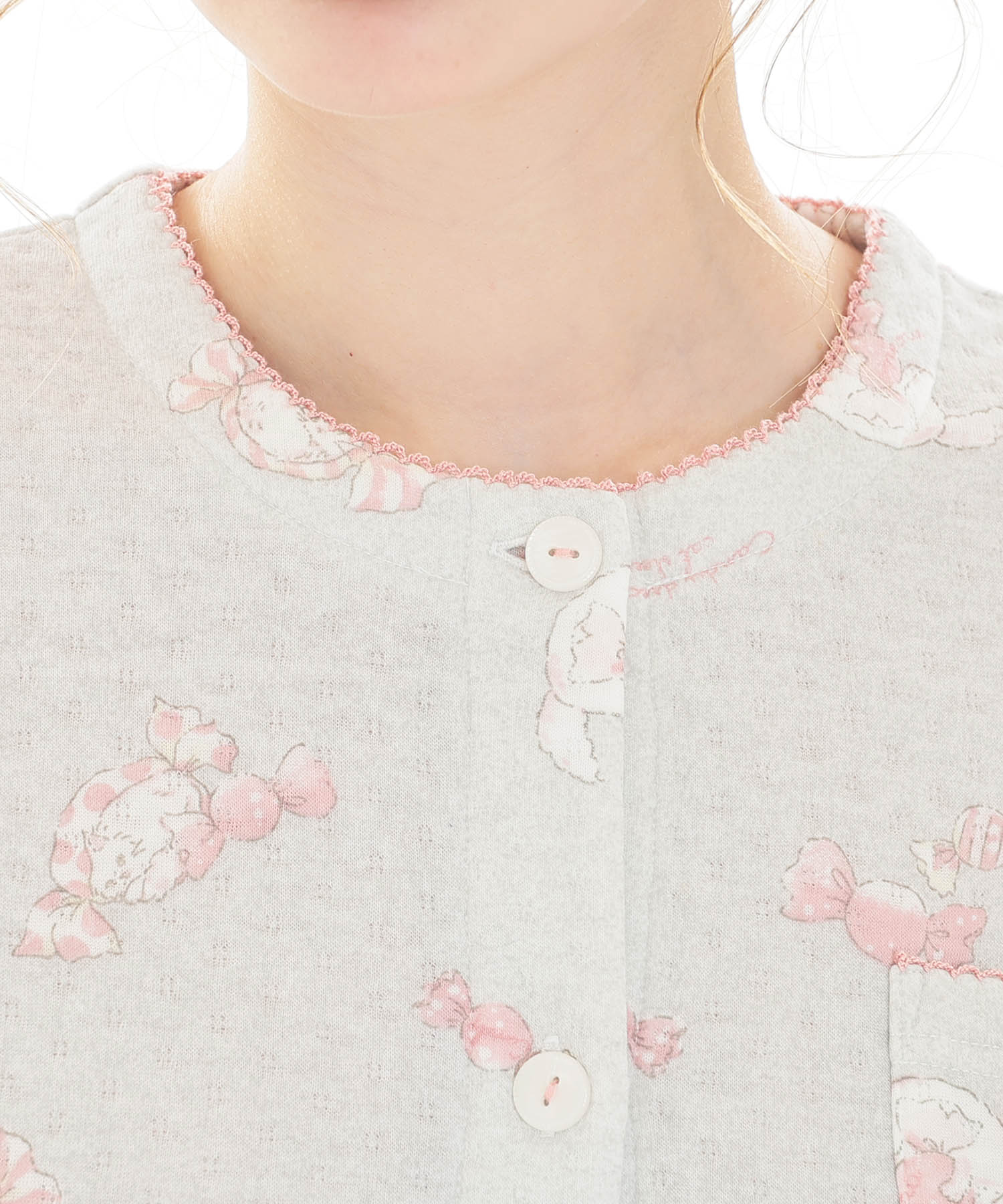 接結（綿入り）ボンボンキャットフリルパジャマ_パジャマ&ルームウェア-セットアップ_グレー_3