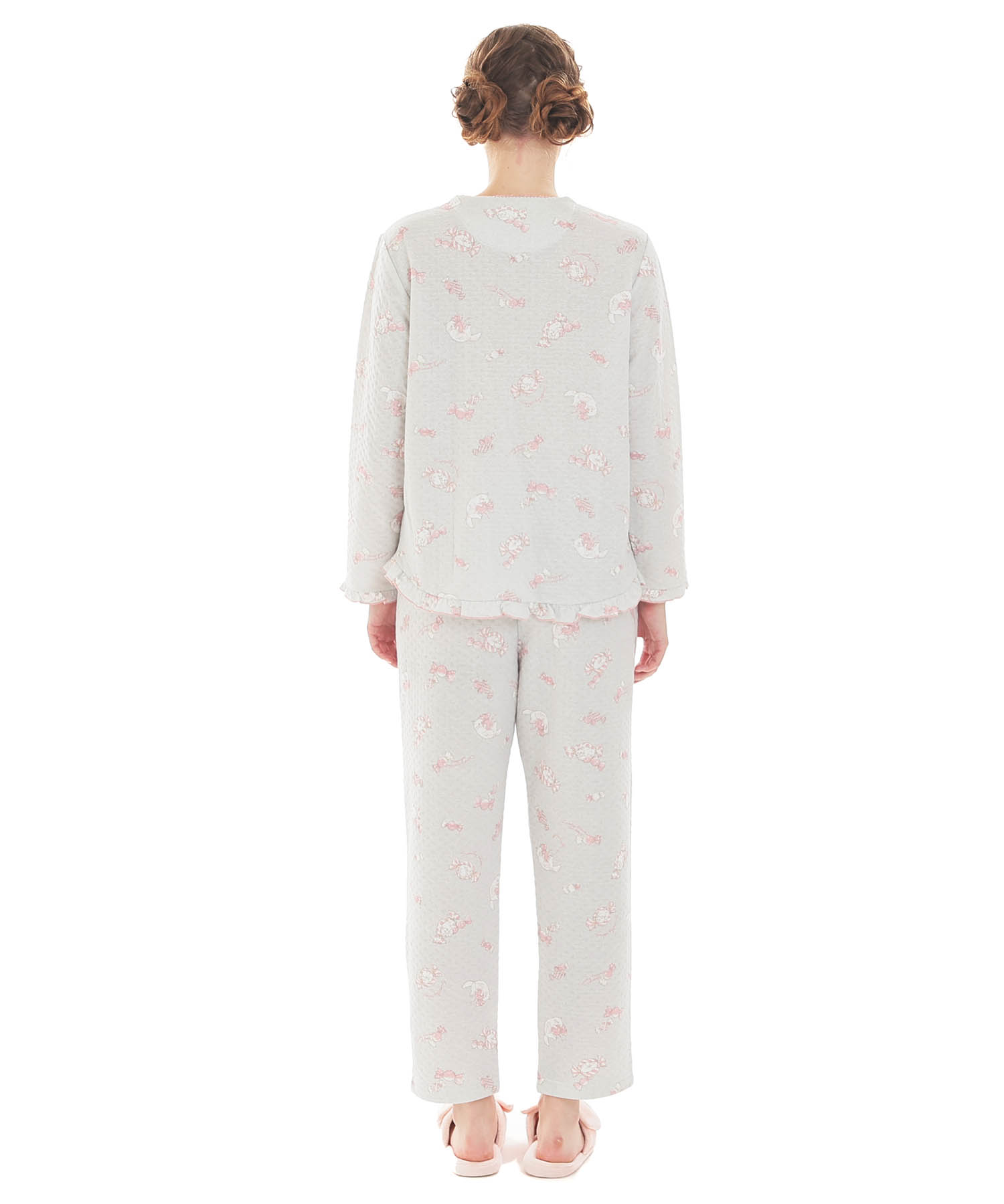 接結（綿入り）ボンボンキャットフリルパジャマ_パジャマ&ルームウェア-セットアップ_グレー_6