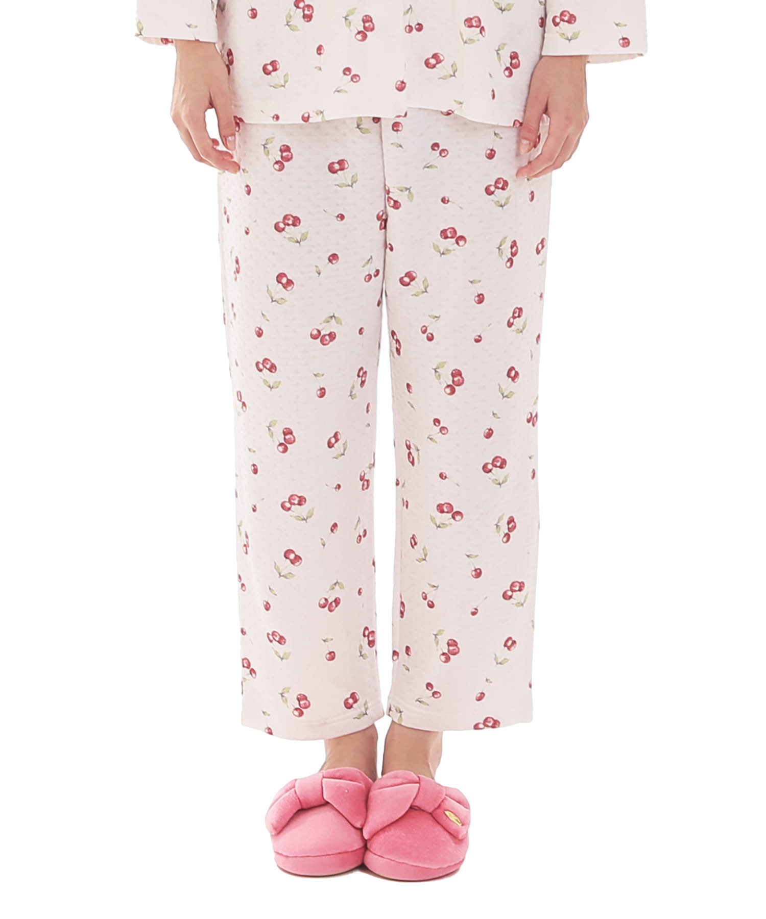 接結（綿入り）チェリーシャツパジャマ_パジャマ&ルームウェア-セットアップ_ピンク_5
