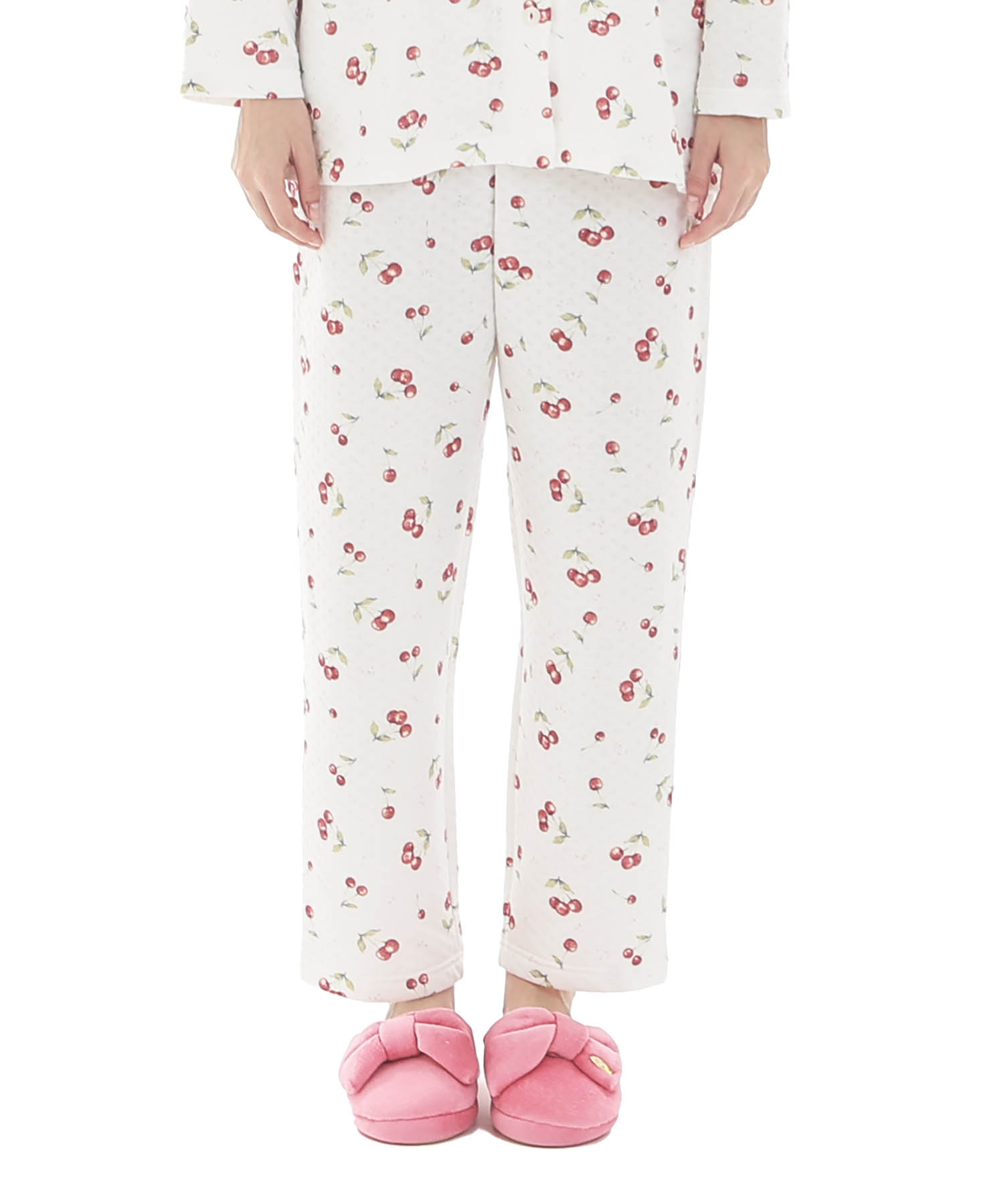 接結（綿入り）チェリーシャツパジャマ_パジャマ&ルームウェア-セットアップ_ホワイト_5
