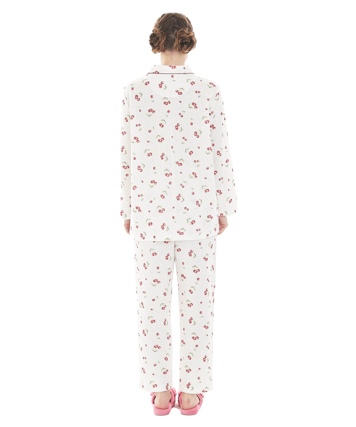 接結（綿入り）チェリーシャツパジャマ_パジャマ&ルームウェア-セットアップ_ホワイト_6