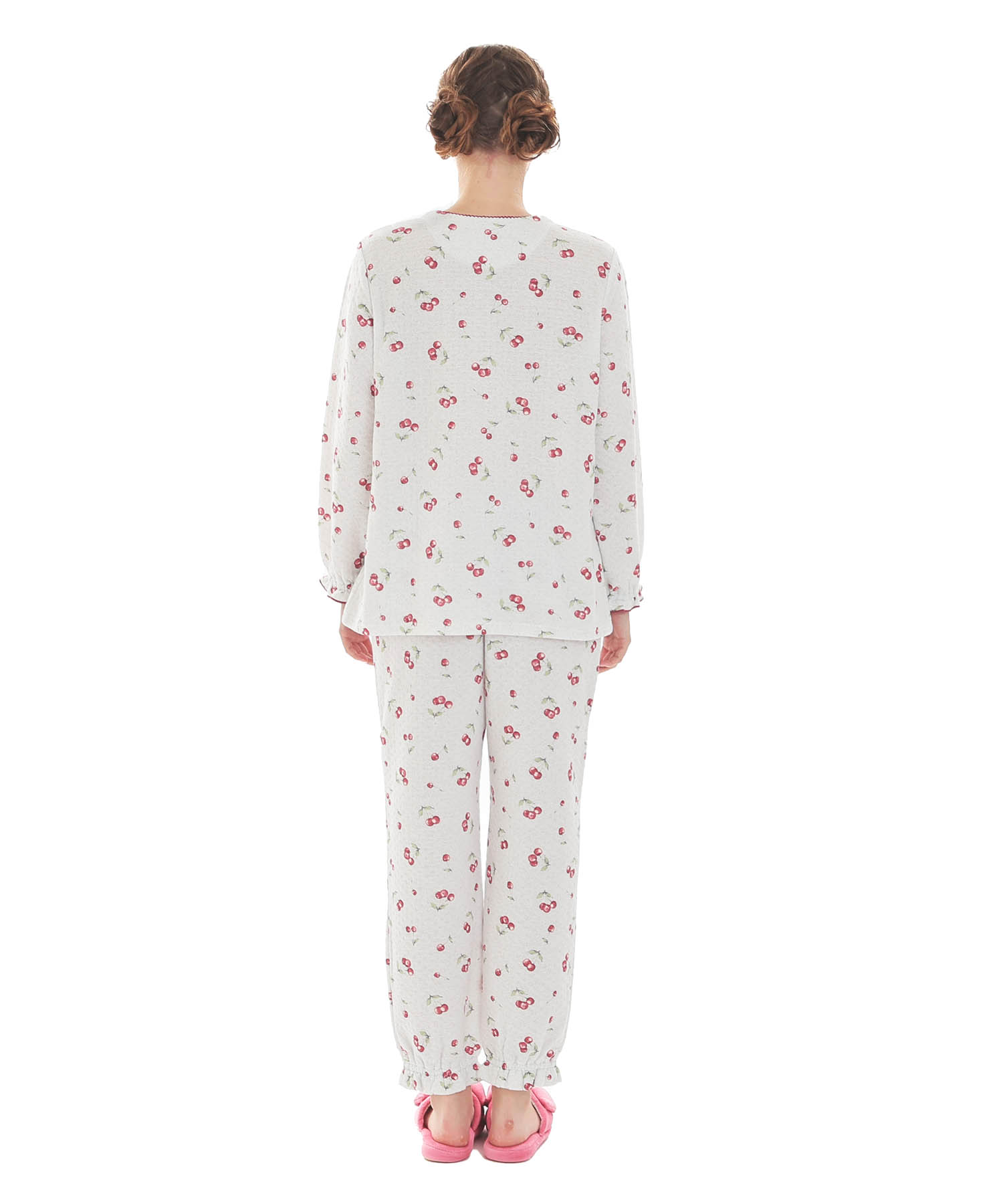 接結（綿入り）チェリーペプラムパジャマ_パジャマ&ルームウェア-セットアップ_グレー_8