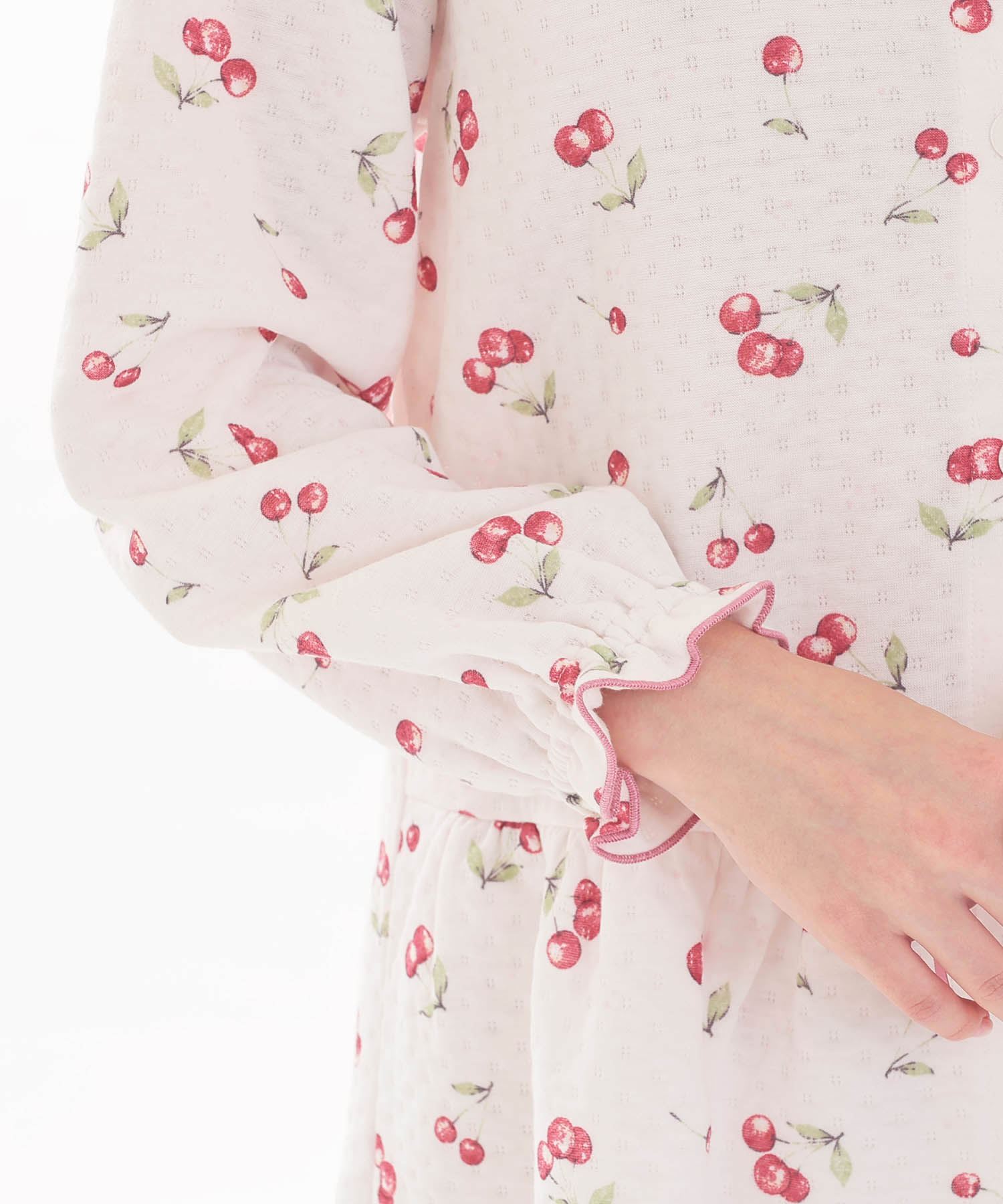 接結（綿入り）チェリーペプラムパジャマ_パジャマ&ルームウェア-セットアップ_ピンク_5
