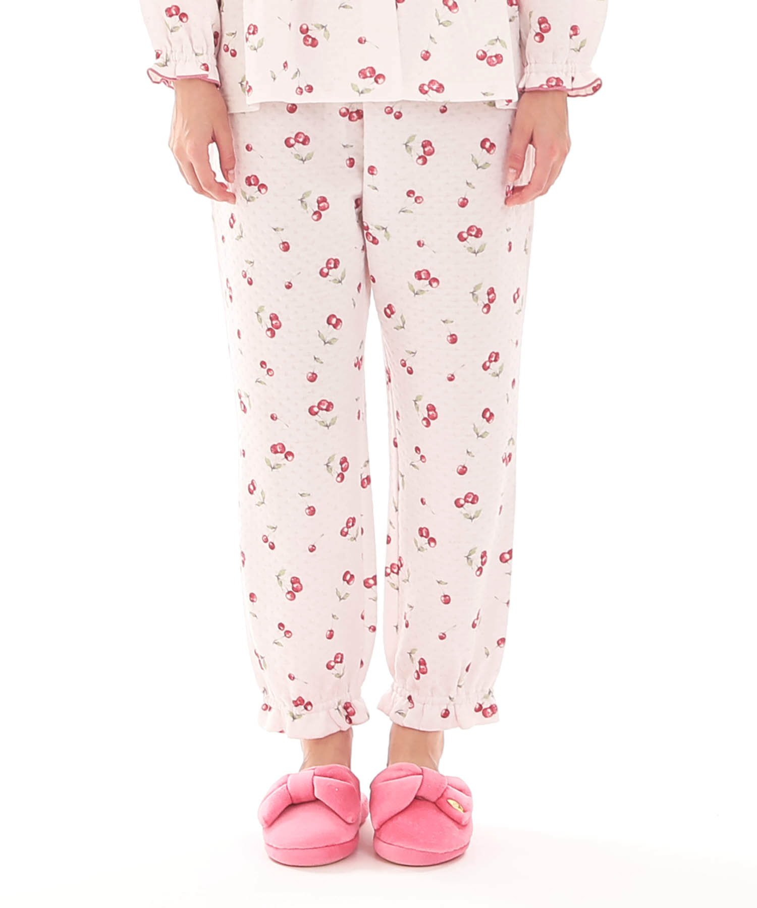 接結（綿入り）チェリーペプラムパジャマ_パジャマ&ルームウェア-セットアップ_ピンク_6