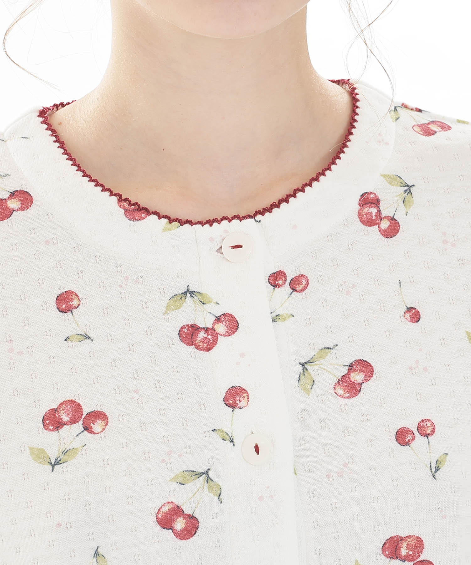 接結（綿入り）チェリーペプラムパジャマ_パジャマ&ルームウェア-セットアップ_ホワイト_3