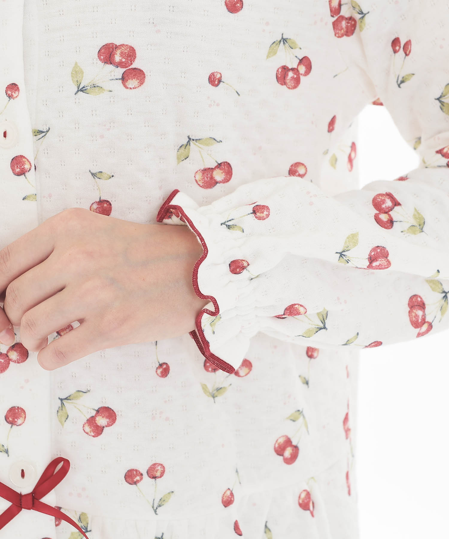接結（綿入り）チェリーペプラムパジャマ_パジャマ&ルームウェア-セットアップ_ホワイト_4