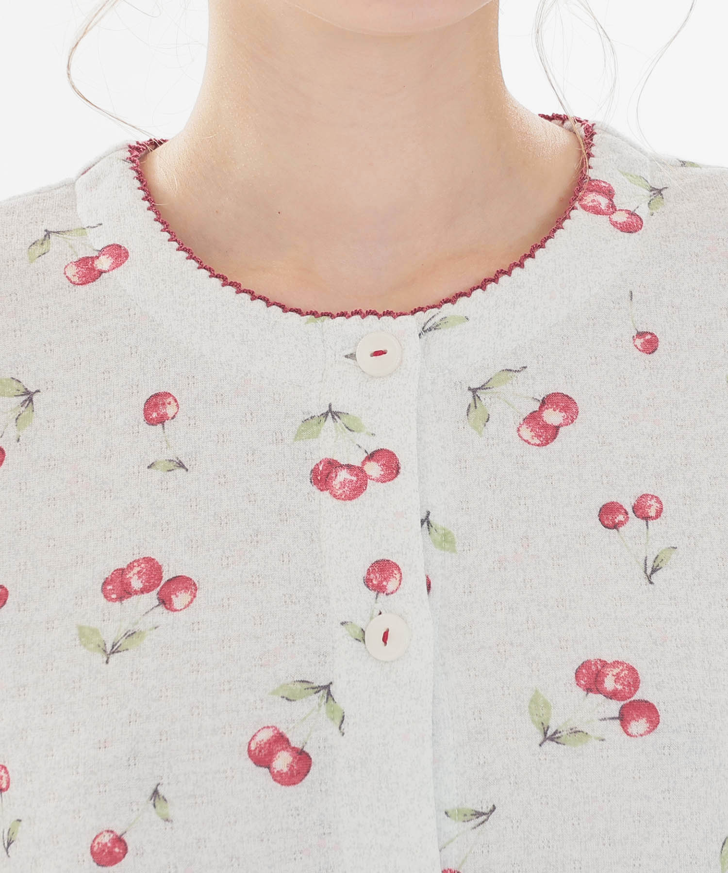 接結（綿入り）チェリーペプラムパジャマ_パジャマ&ルームウェア-セットアップ_グレー_3