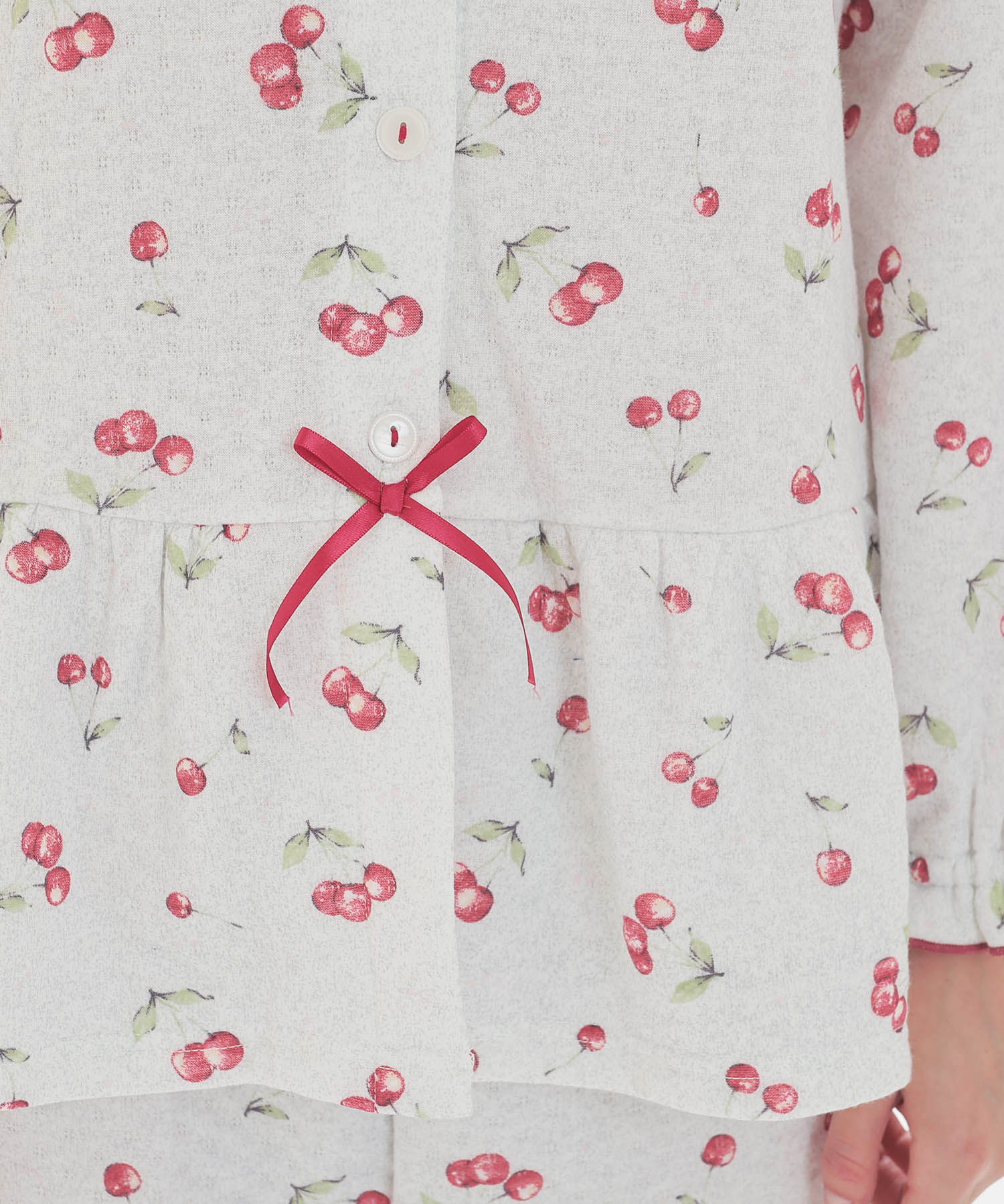 接結（綿入り）チェリーペプラムパジャマ_パジャマ&ルームウェア-セットアップ_グレー_4