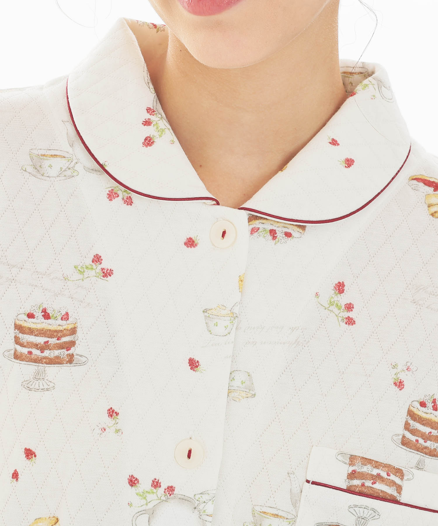 接結（綿入り）アフタヌーンティーシャツパジャマ_パジャマ&ルームウェア-セットアップ_ホワイト_3