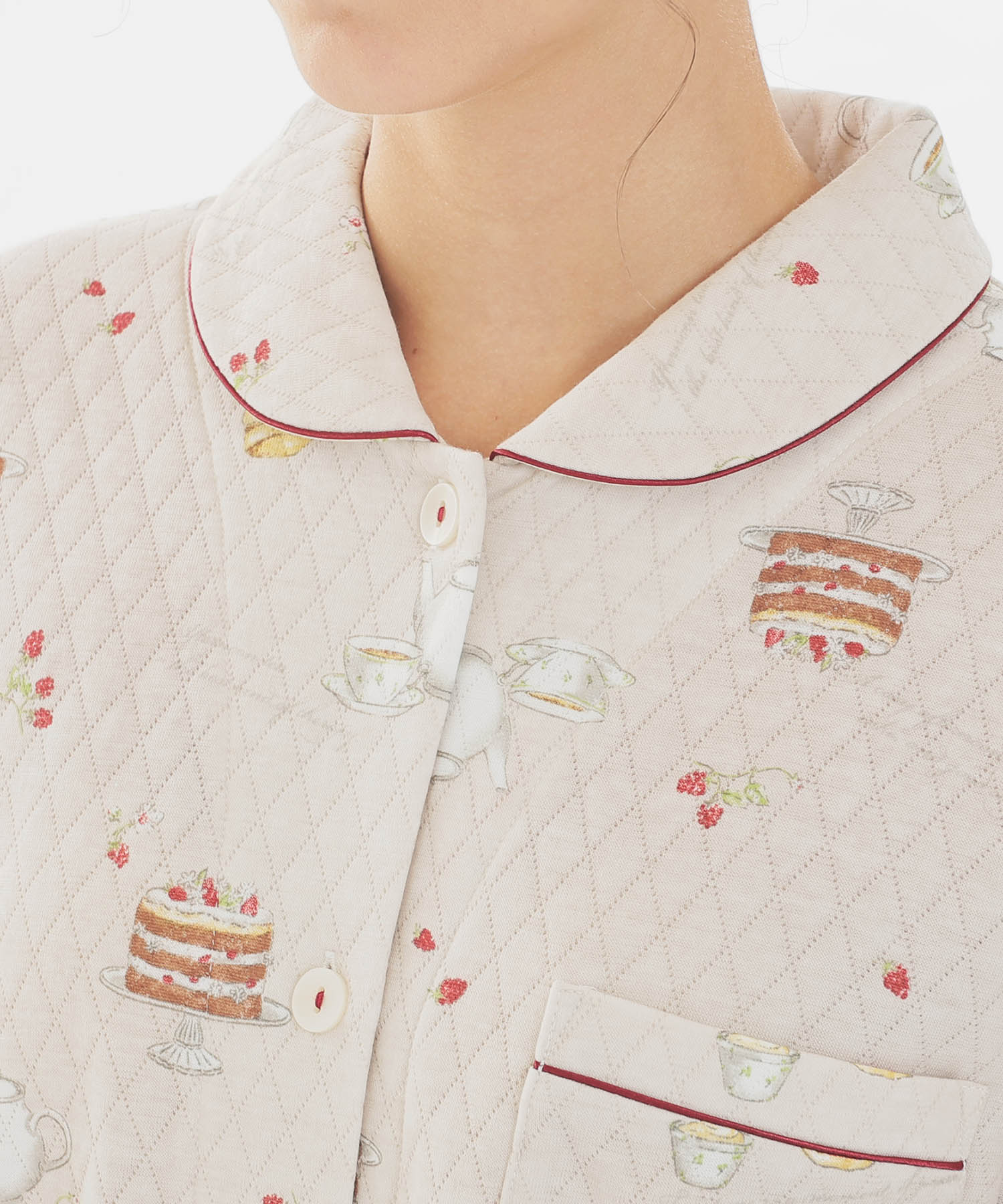 接結（綿入り）アフタヌーンティーシャツパジャマ_パジャマ&ルームウェア-セットアップ_ブラウン_3