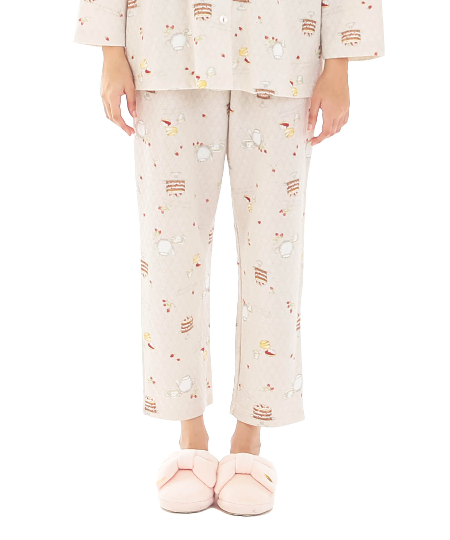 接結（綿入り）アフタヌーンティーシャツパジャマ_パジャマ&ルームウェア-セットアップ_ブラウン_5