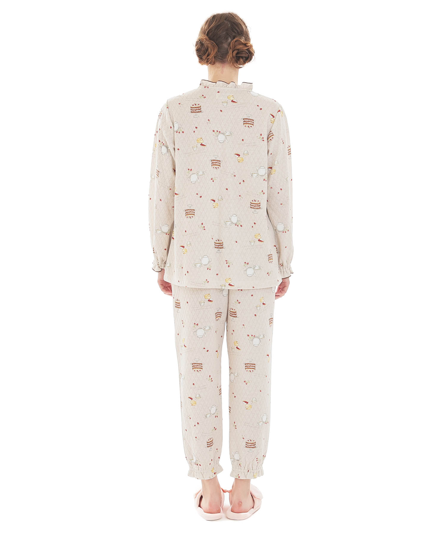 接結（綿入り）アフタヌーンティーフリルパジャマ_パジャマ&ルームウェア-セットアップ_ブラウン_7