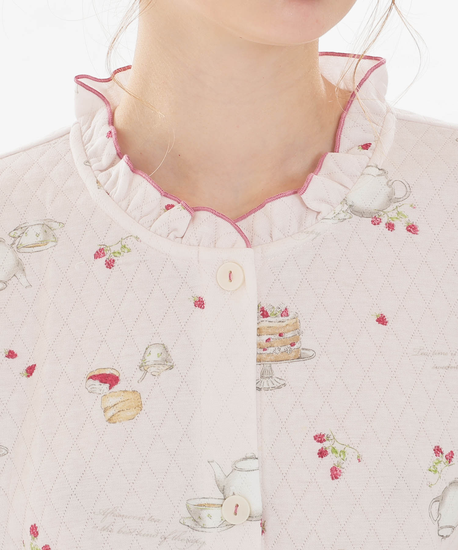 接結（綿入り）アフタヌーンティーフリルパジャマ_パジャマ&ルームウェア-セットアップ_ピンク_3