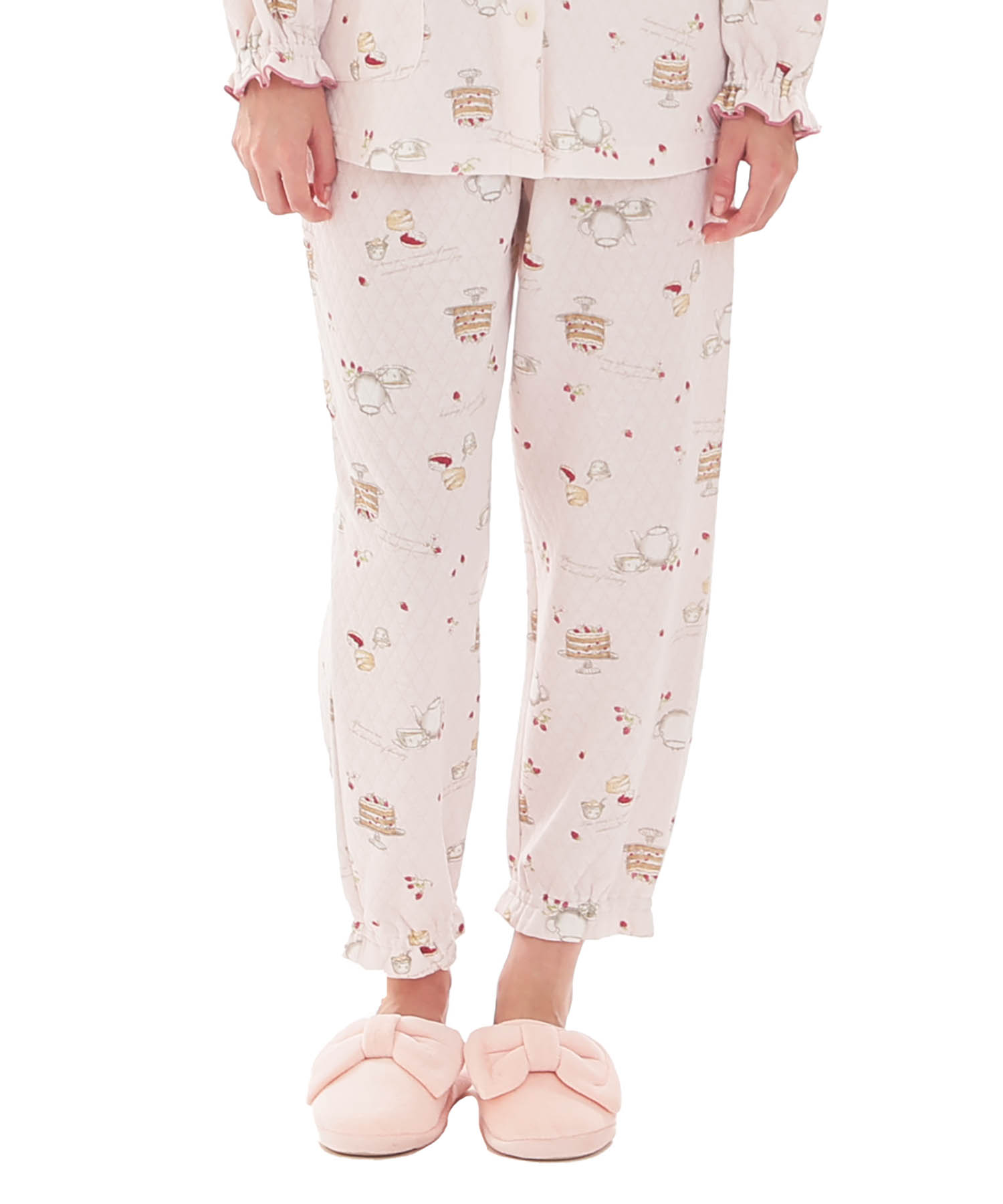 接結（綿入り）アフタヌーンティーフリルパジャマ_パジャマ&ルームウェア-セットアップ_ピンク_5