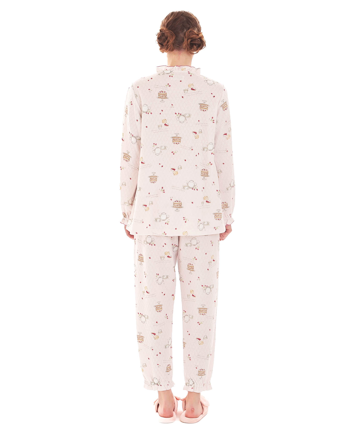 接結（綿入り）アフタヌーンティーフリルパジャマ_パジャマ&ルームウェア-セットアップ_ピンク_7