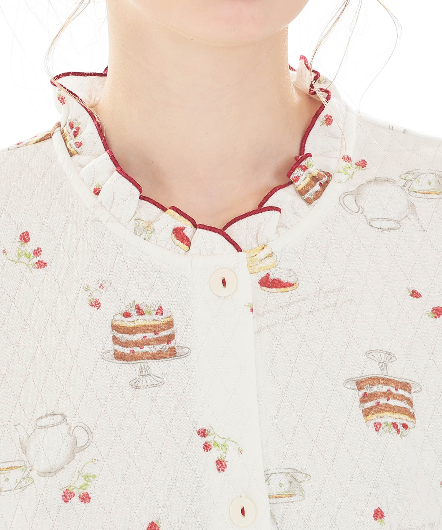 接結（綿入り）アフタヌーンティーフリルパジャマ_パジャマ&ルームウェア-セットアップ_ホワイト_3