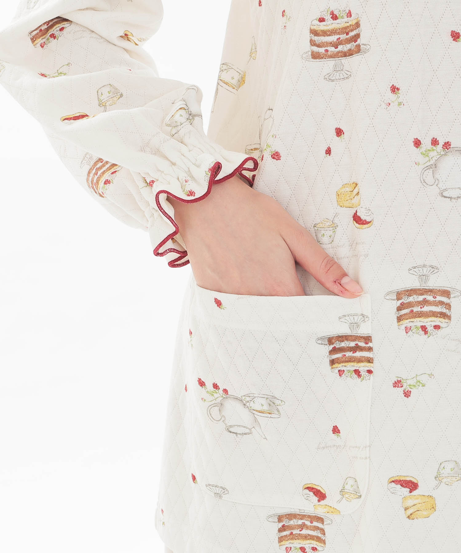接結（綿入り）アフタヌーンティーフリルパジャマ_パジャマ&ルームウェア-セットアップ_ホワイト_4