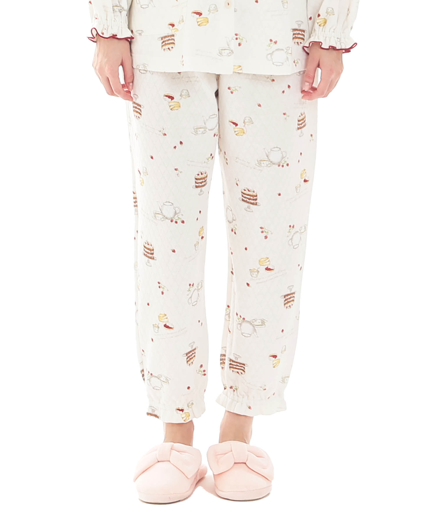 接結（綿入り）アフタヌーンティーフリルパジャマ_パジャマ&ルームウェア-セットアップ_ホワイト_5