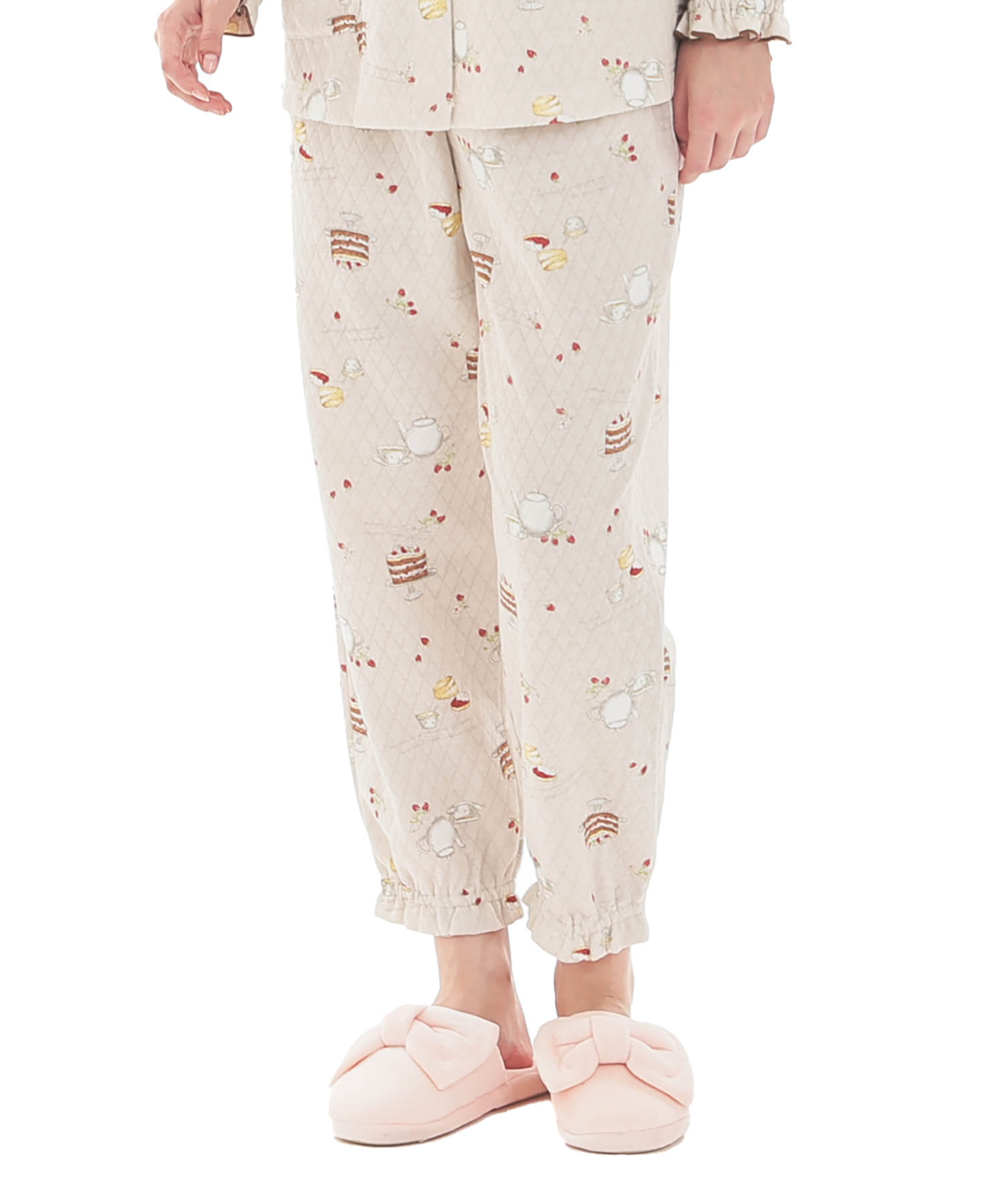 接結（綿入り）アフタヌーンティーフリルパジャマ_パジャマ&ルームウェア-セットアップ_ブラウン_5