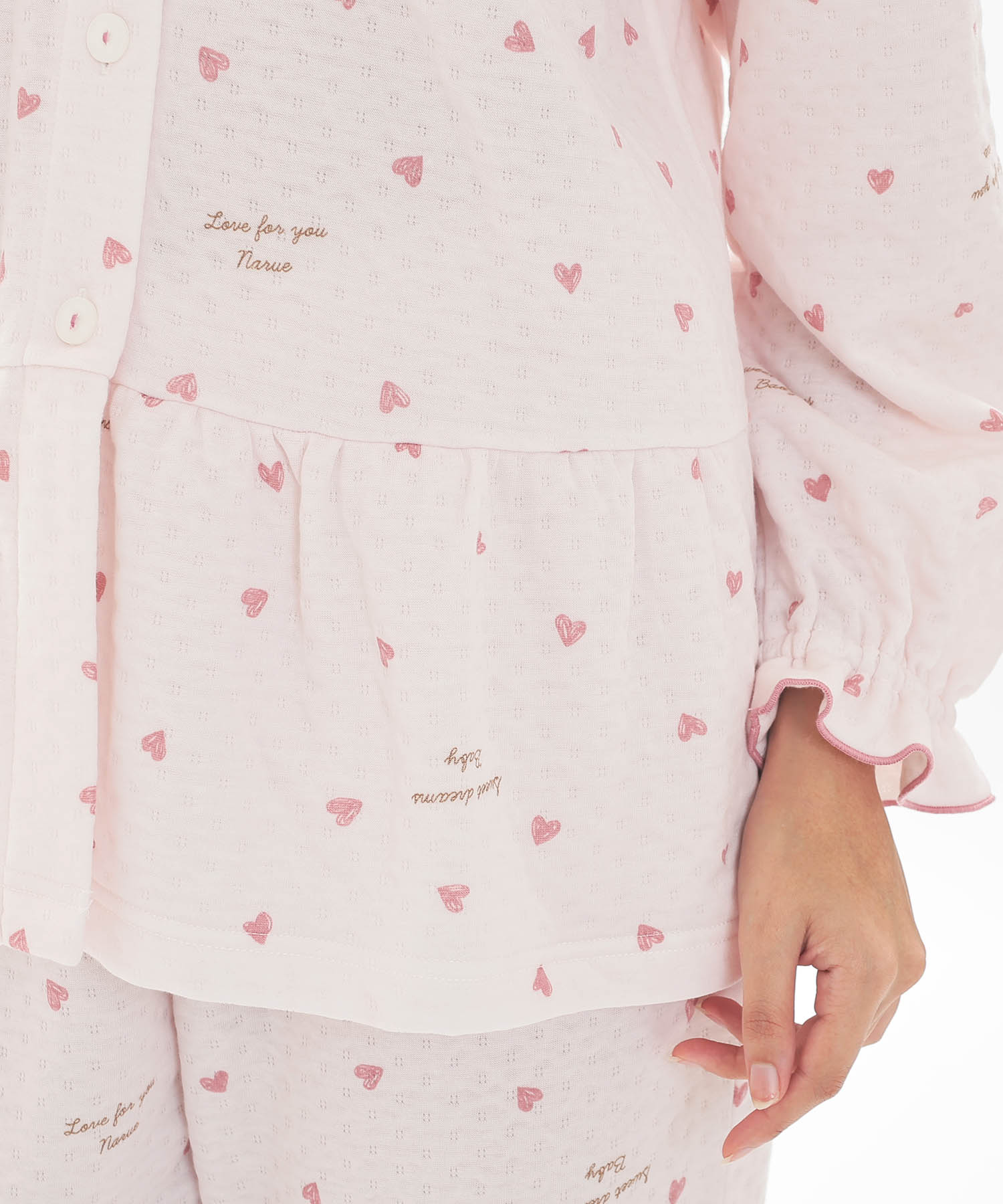接結（綿入り）ハートシャツパジャマ_パジャマ&ルームウェア-セットアップ_ピンク_6