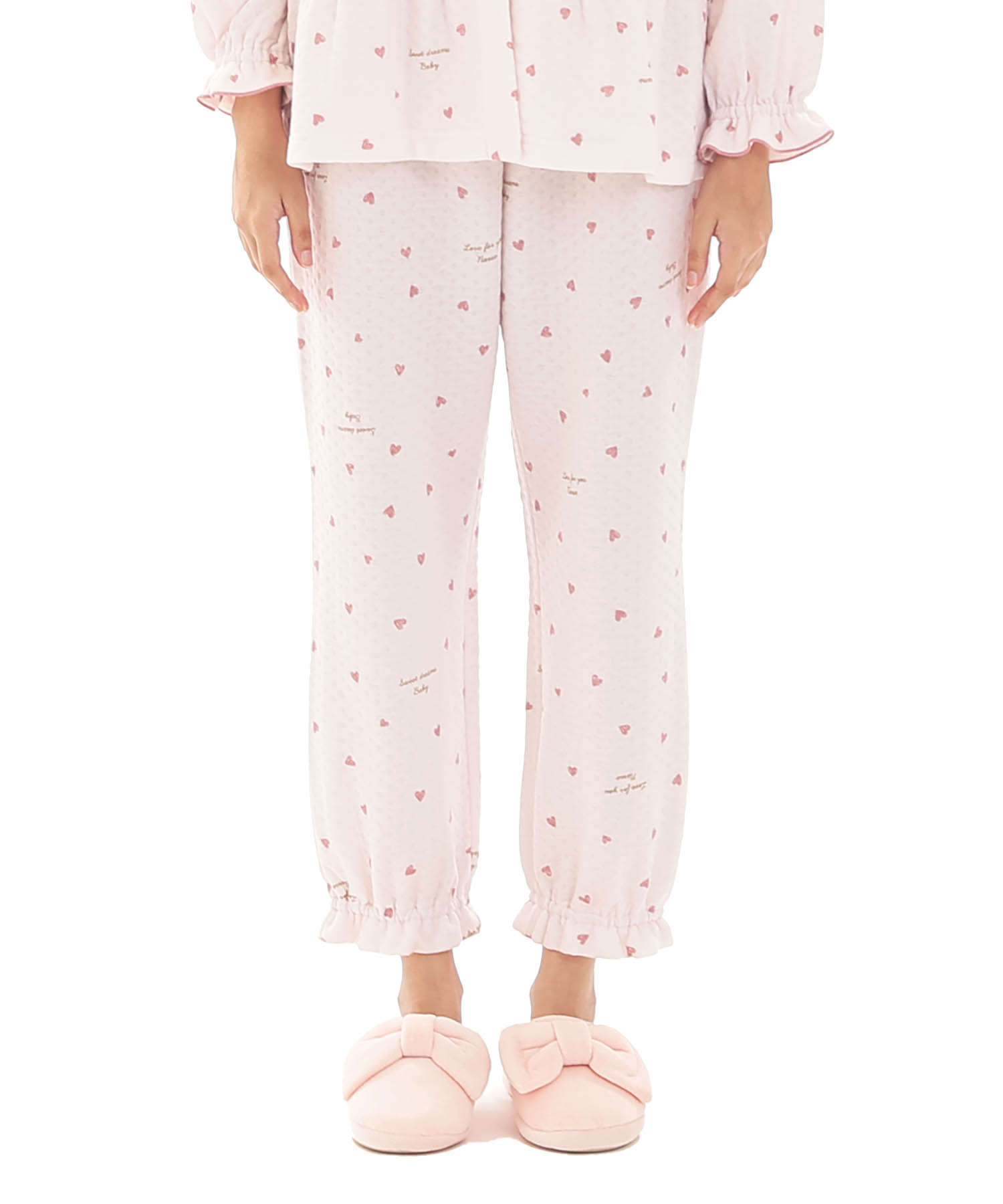 接結（綿入り）ハートシャツパジャマ_パジャマ&ルームウェア-セットアップ_ピンク_7