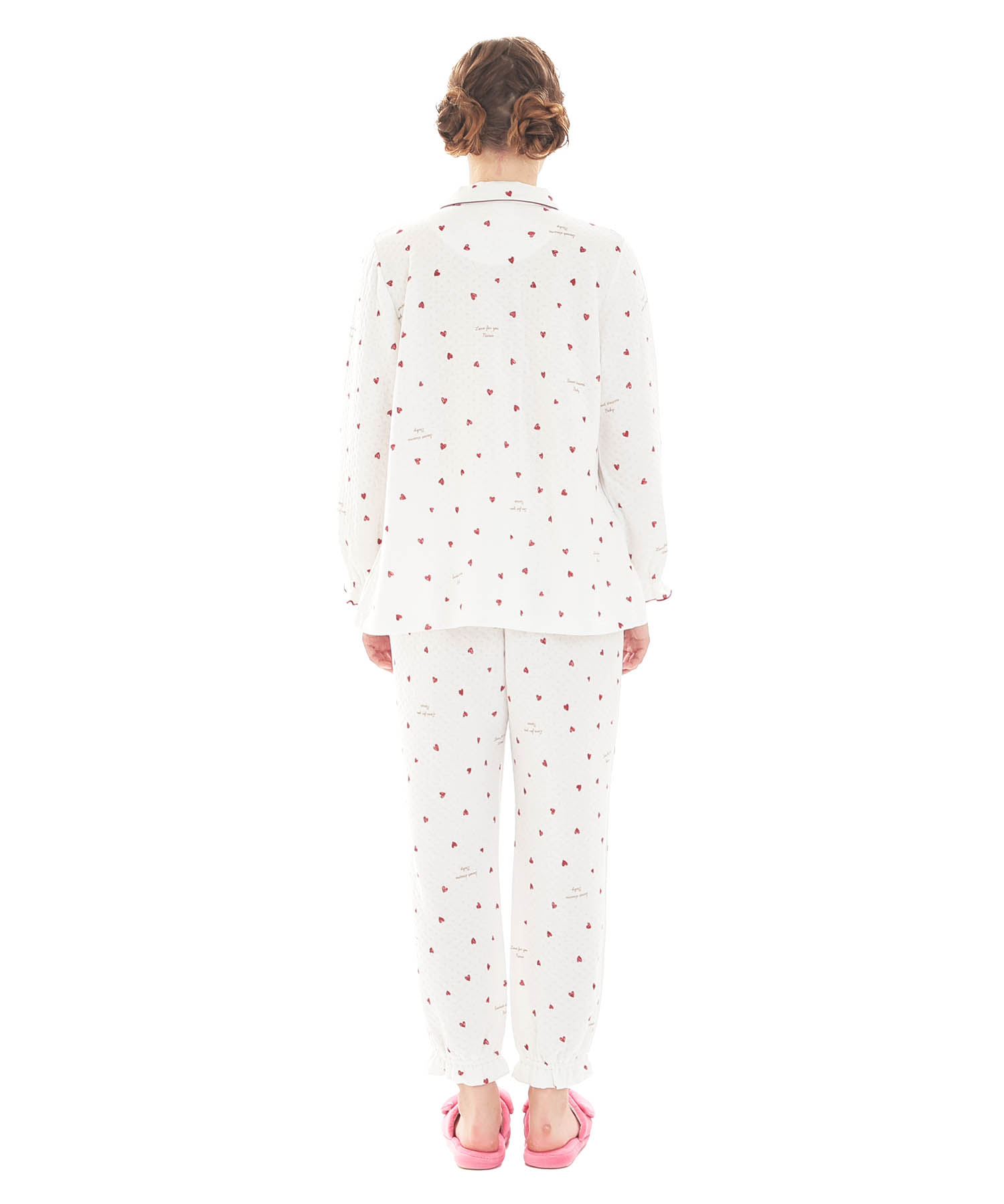 接結（綿入り）ハートシャツパジャマ_パジャマ&ルームウェア-セットアップ_ホワイト_9