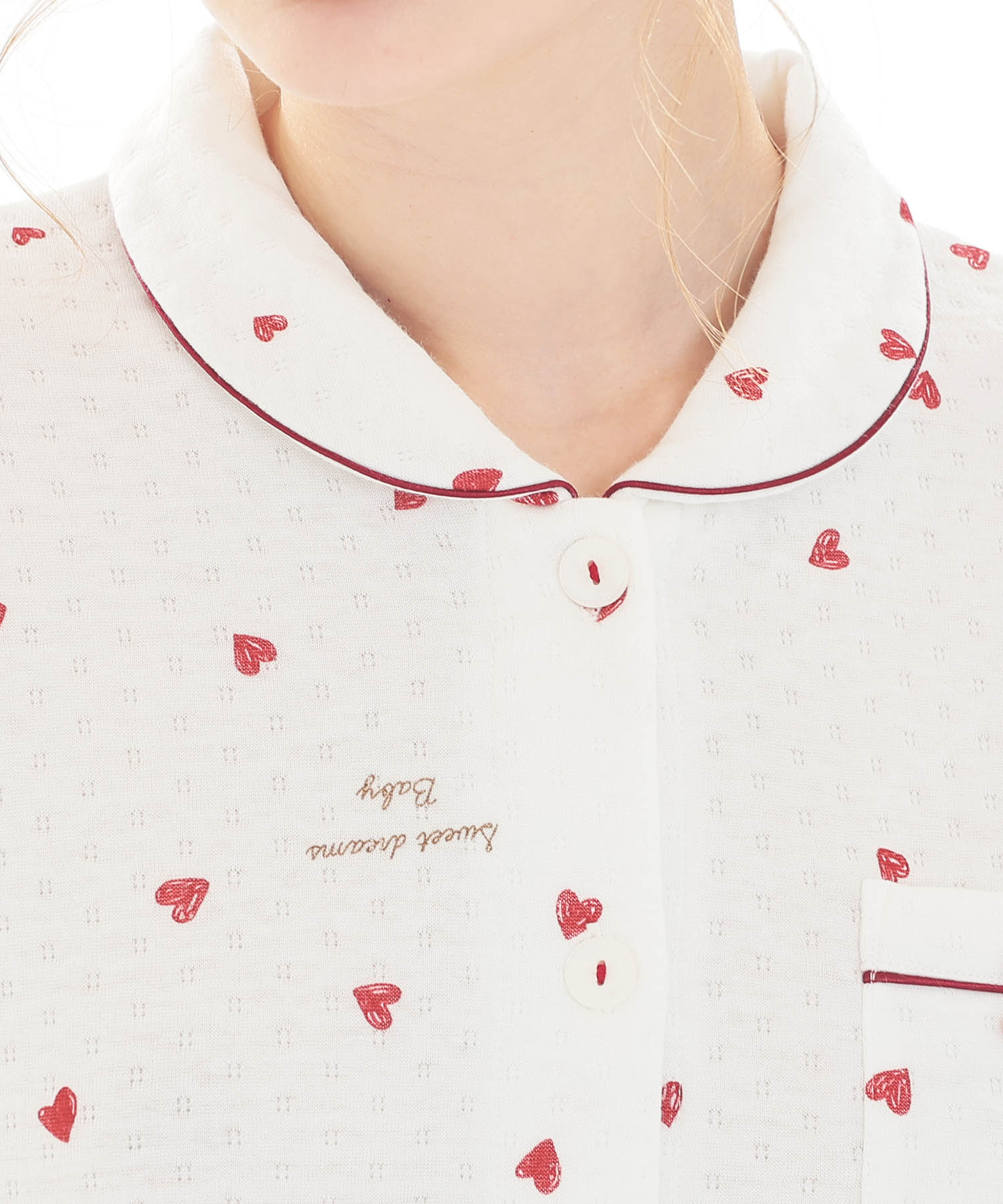 接結（綿入り）ハートシャツパジャマ_パジャマ&ルームウェア-セットアップ_ホワイト_3