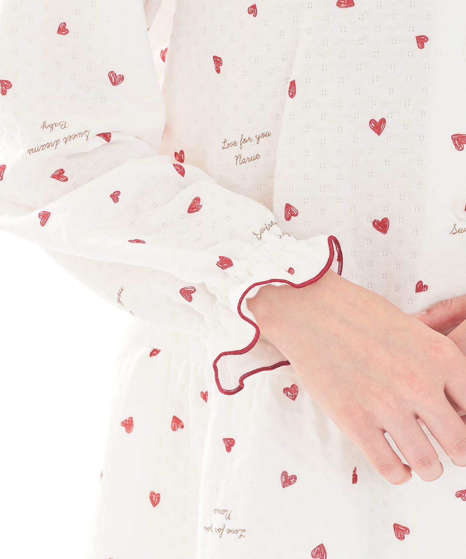 接結（綿入り）ハートシャツパジャマ_パジャマ&ルームウェア-セットアップ_ホワイト_5