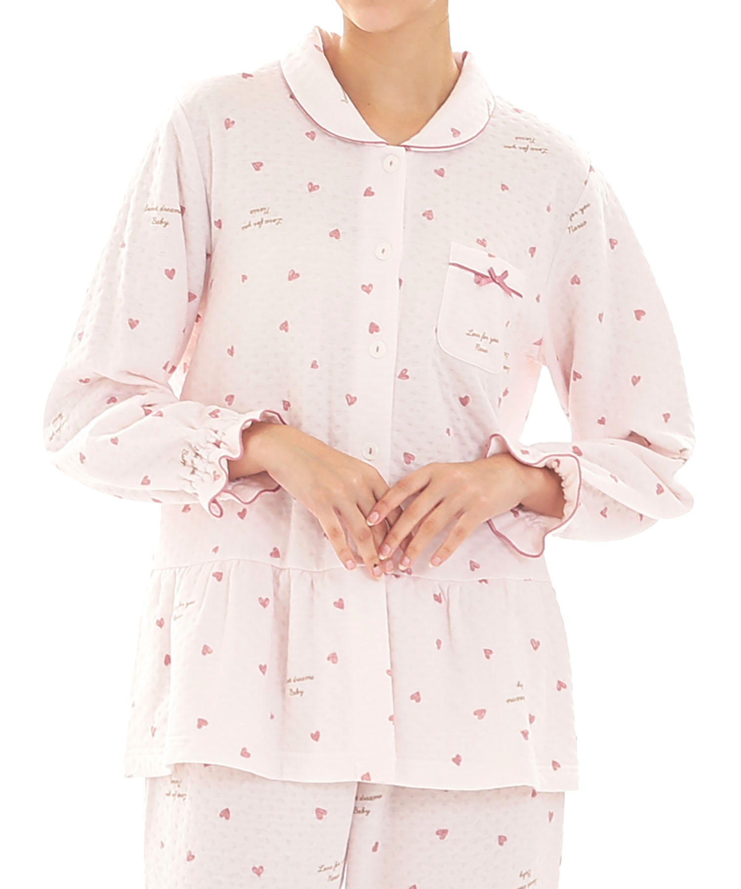 接結（綿入り）ハートシャツパジャマ