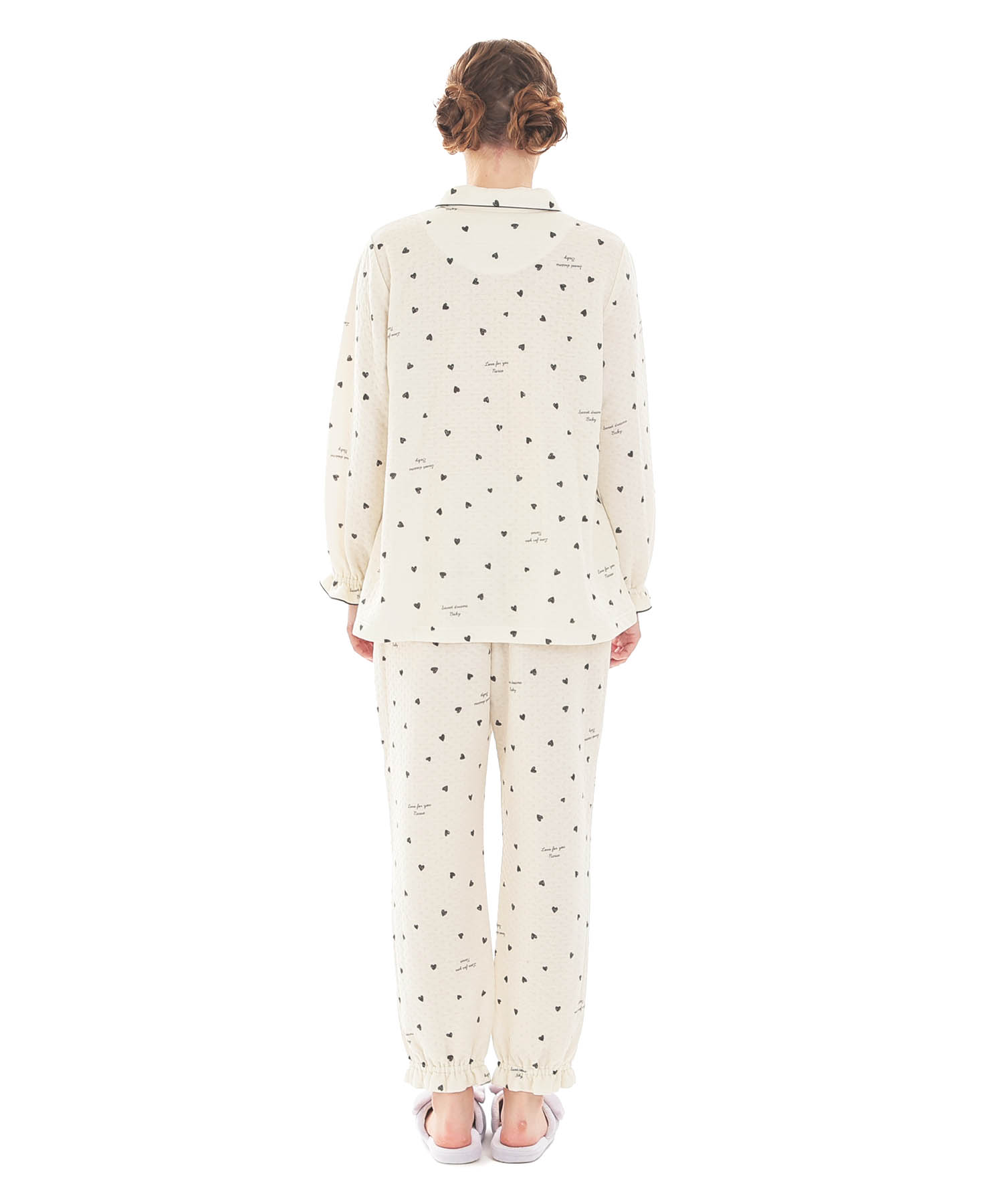 接結（綿入り）ハートシャツパジャマ_パジャマ&ルームウェア-セットアップ_ベージュ_9