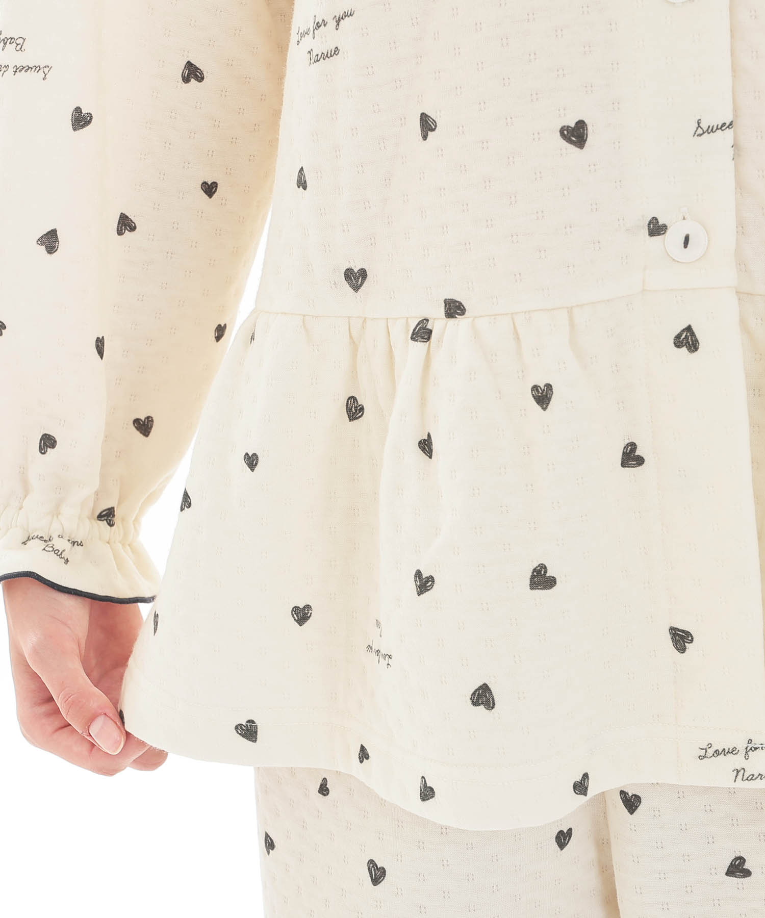 接結（綿入り）ハートシャツパジャマ_パジャマ&ルームウェア-セットアップ_ベージュ_6